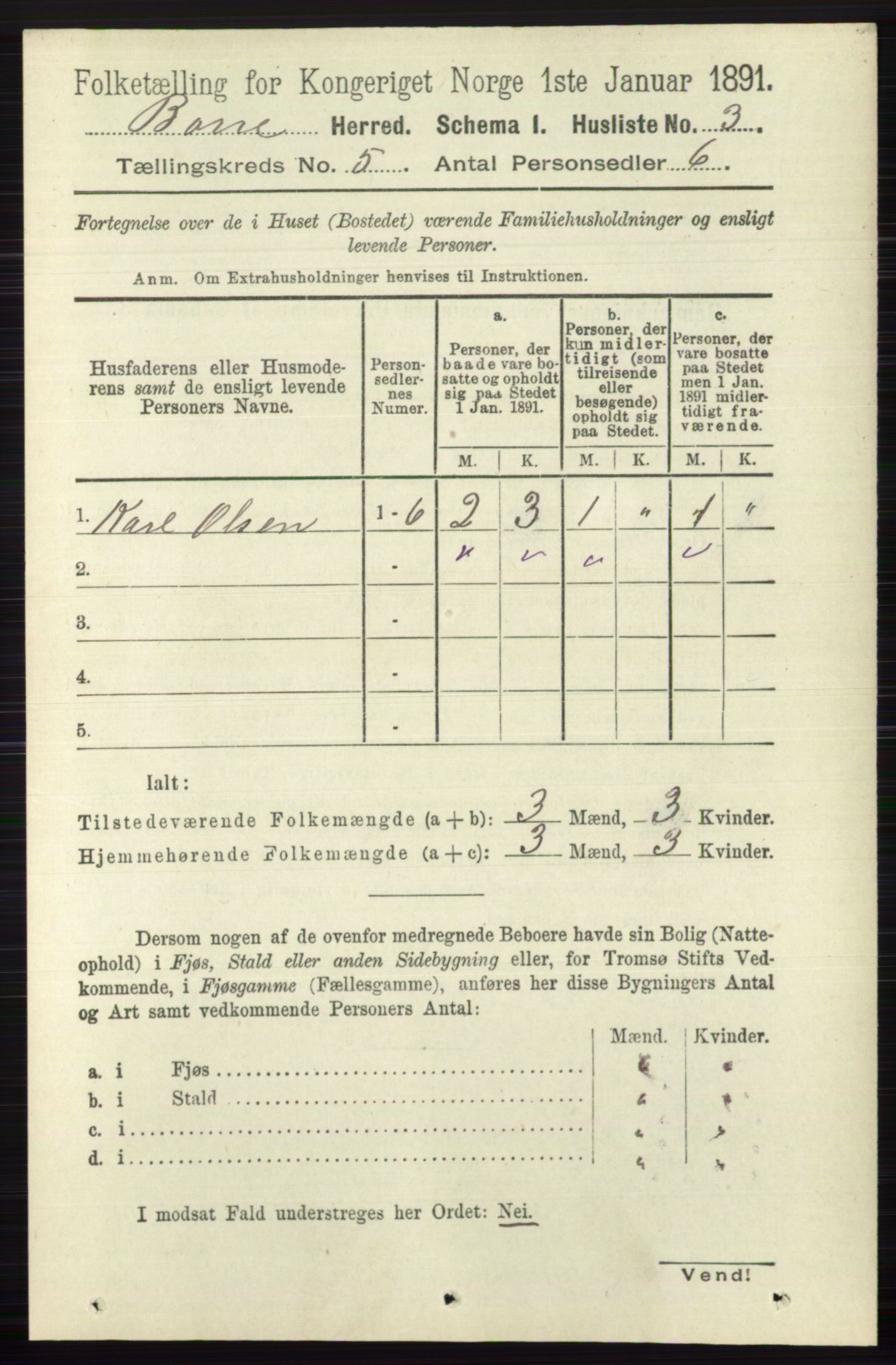 RA, 1891 census for 0717 Borre, 1891, p. 1925