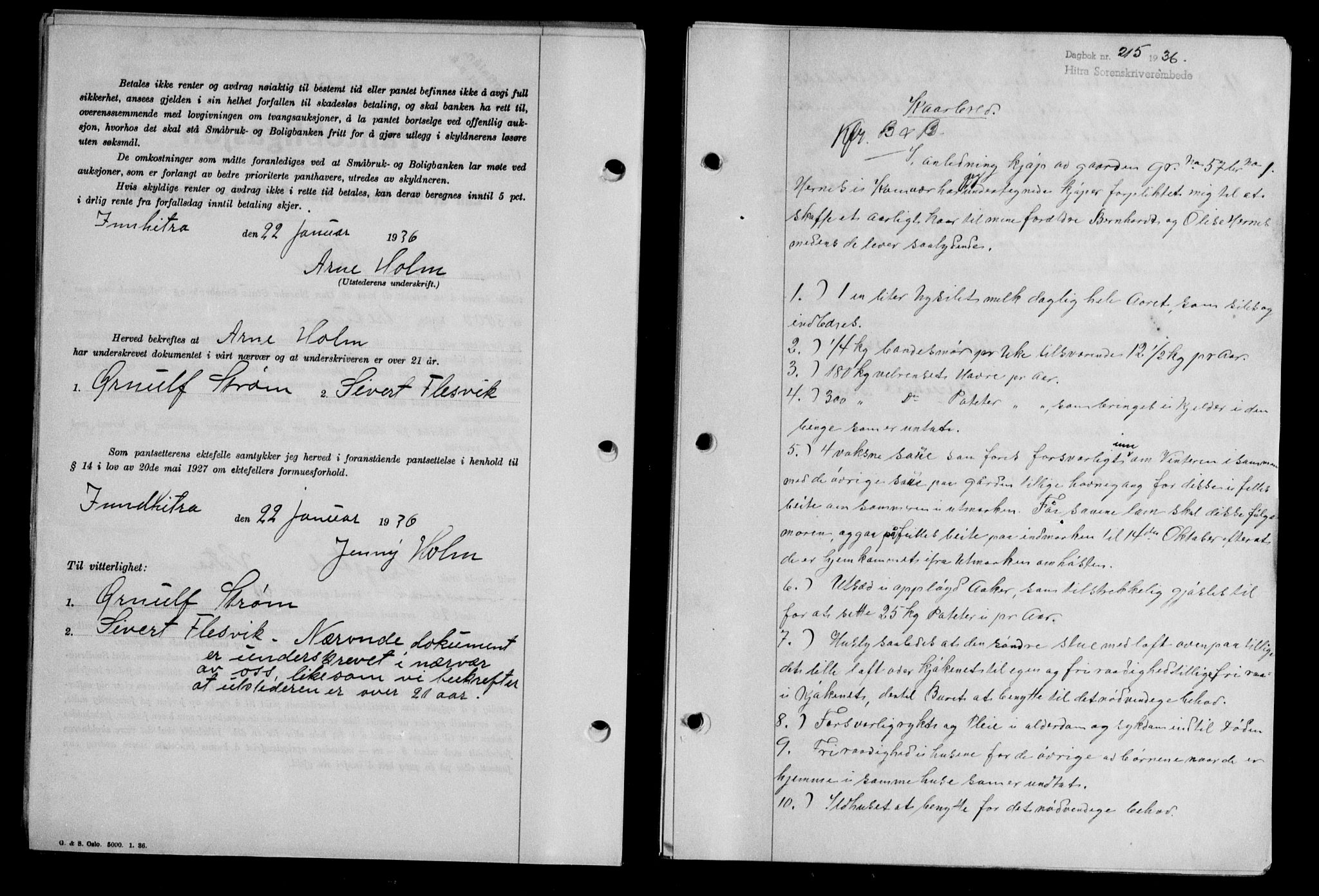 Hitra sorenskriveri, AV/SAT-A-0018/2/2C/2Ca/L0028: Mortgage book no. B-1, 1936-1939, Diary no: : 215/1936