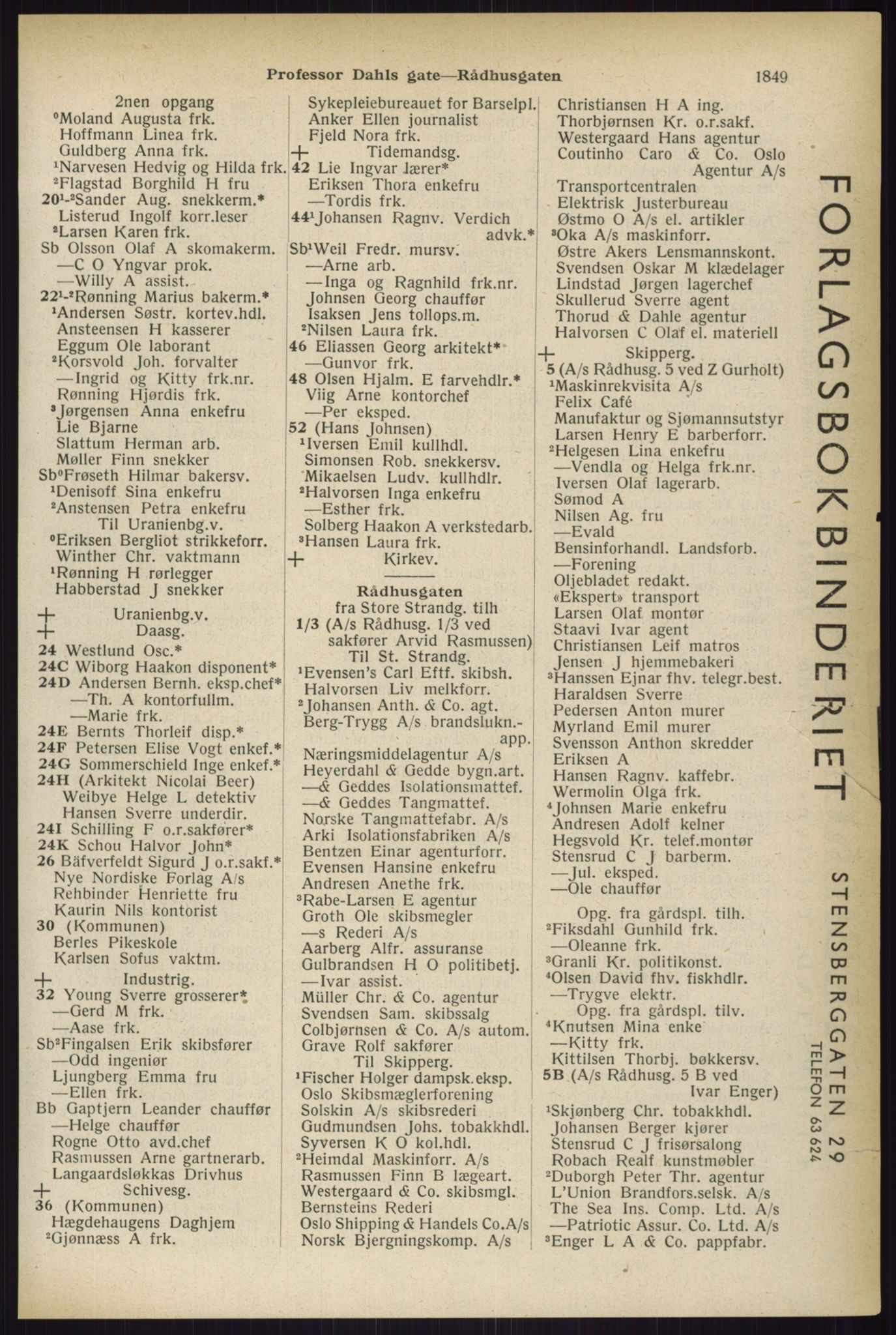 Kristiania/Oslo adressebok, PUBL/-, 1933, p. 1849