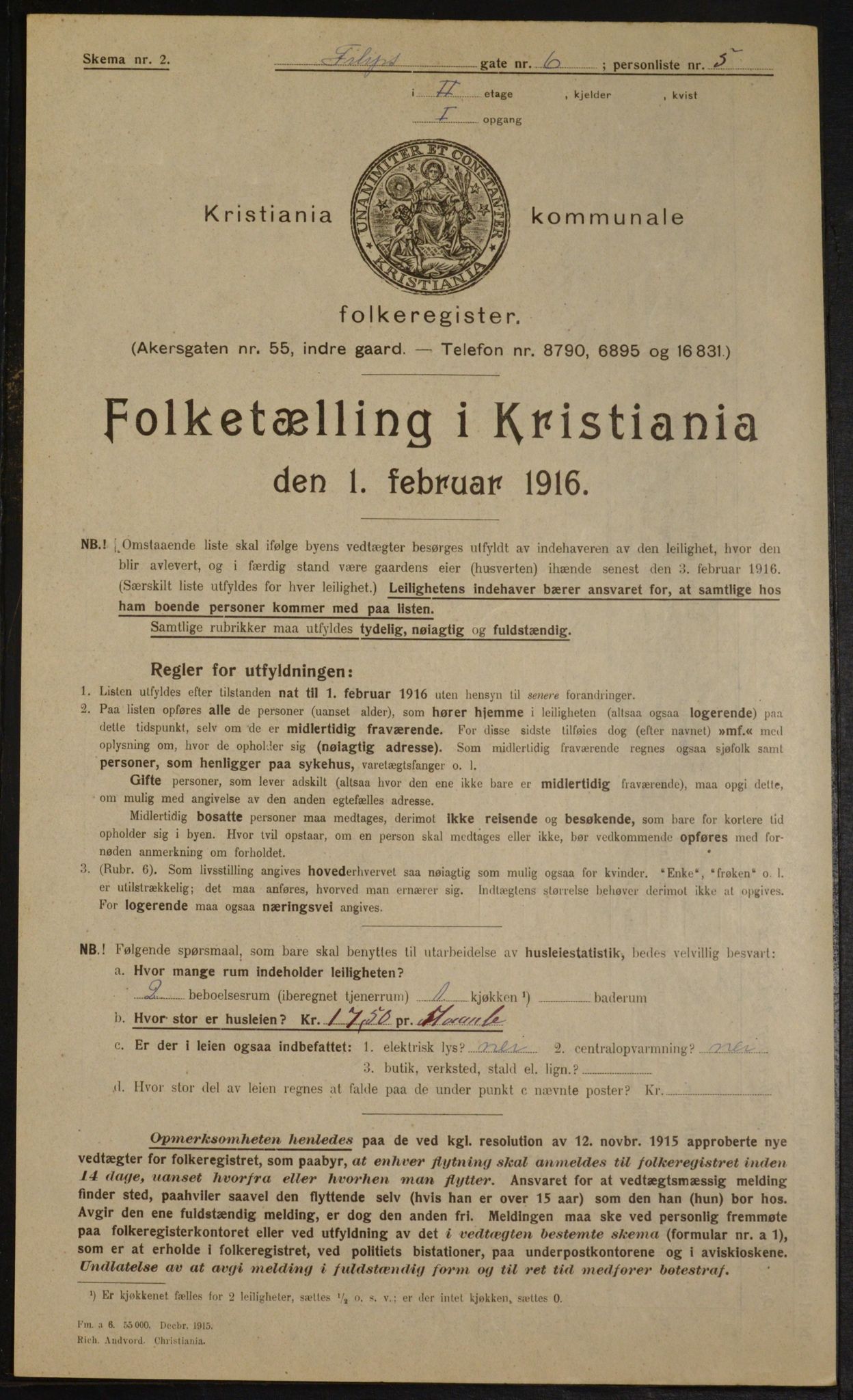 OBA, Municipal Census 1916 for Kristiania, 1916, p. 24646