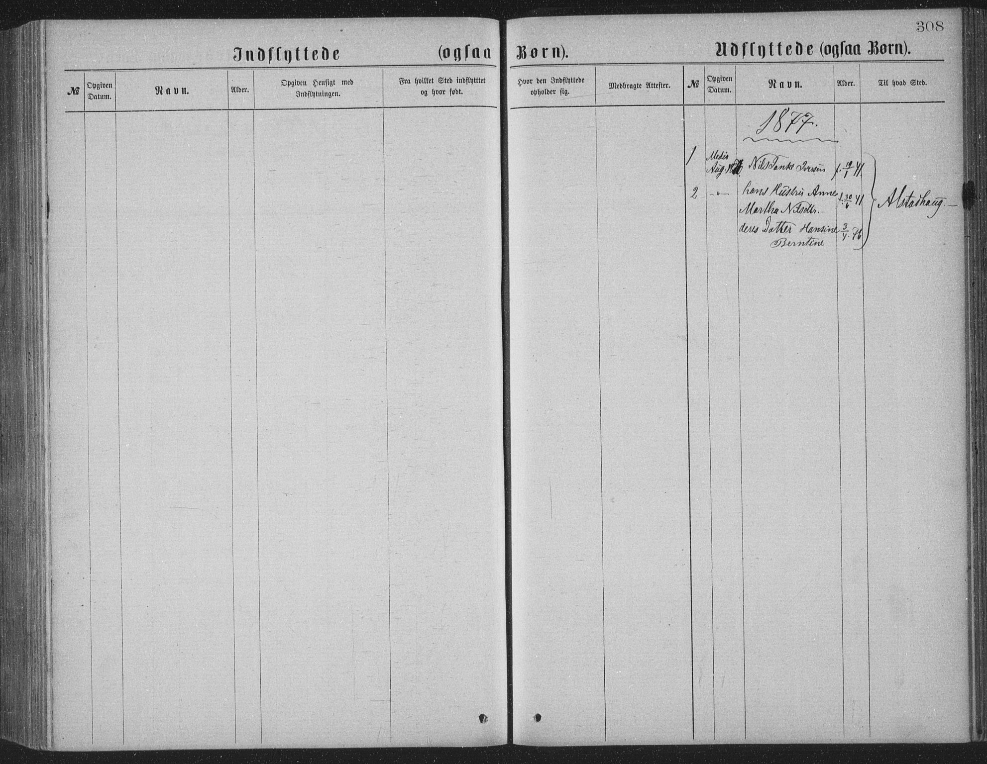 Ministerialprotokoller, klokkerbøker og fødselsregistre - Nordland, AV/SAT-A-1459/886/L1225: Parish register (copy) no. 886C02, 1874-1896, p. 308