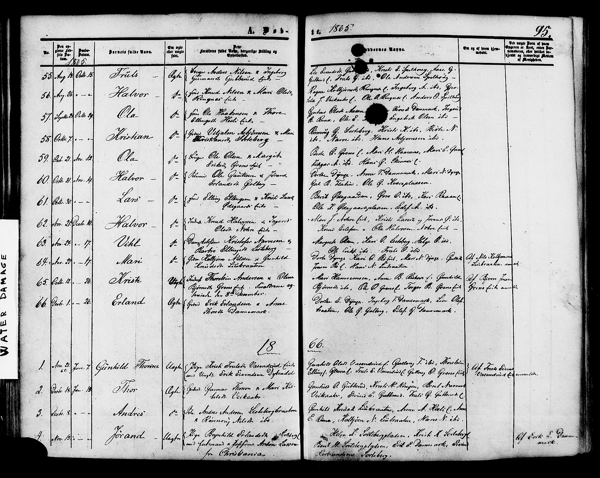 Krødsherad kirkebøker, AV/SAKO-A-19/F/Fa/L0003: Parish register (official) no. 3, 1851-1872, p. 95