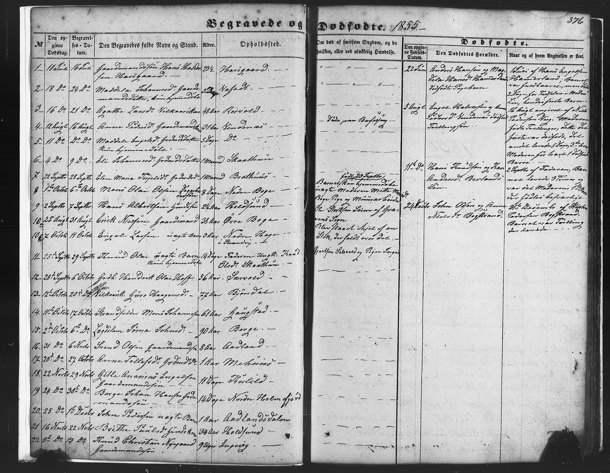Fusa sokneprestembete, SAB/A-75401/H/Haa: Parish register (official) no. A 1II, 1855-1879, p. 376