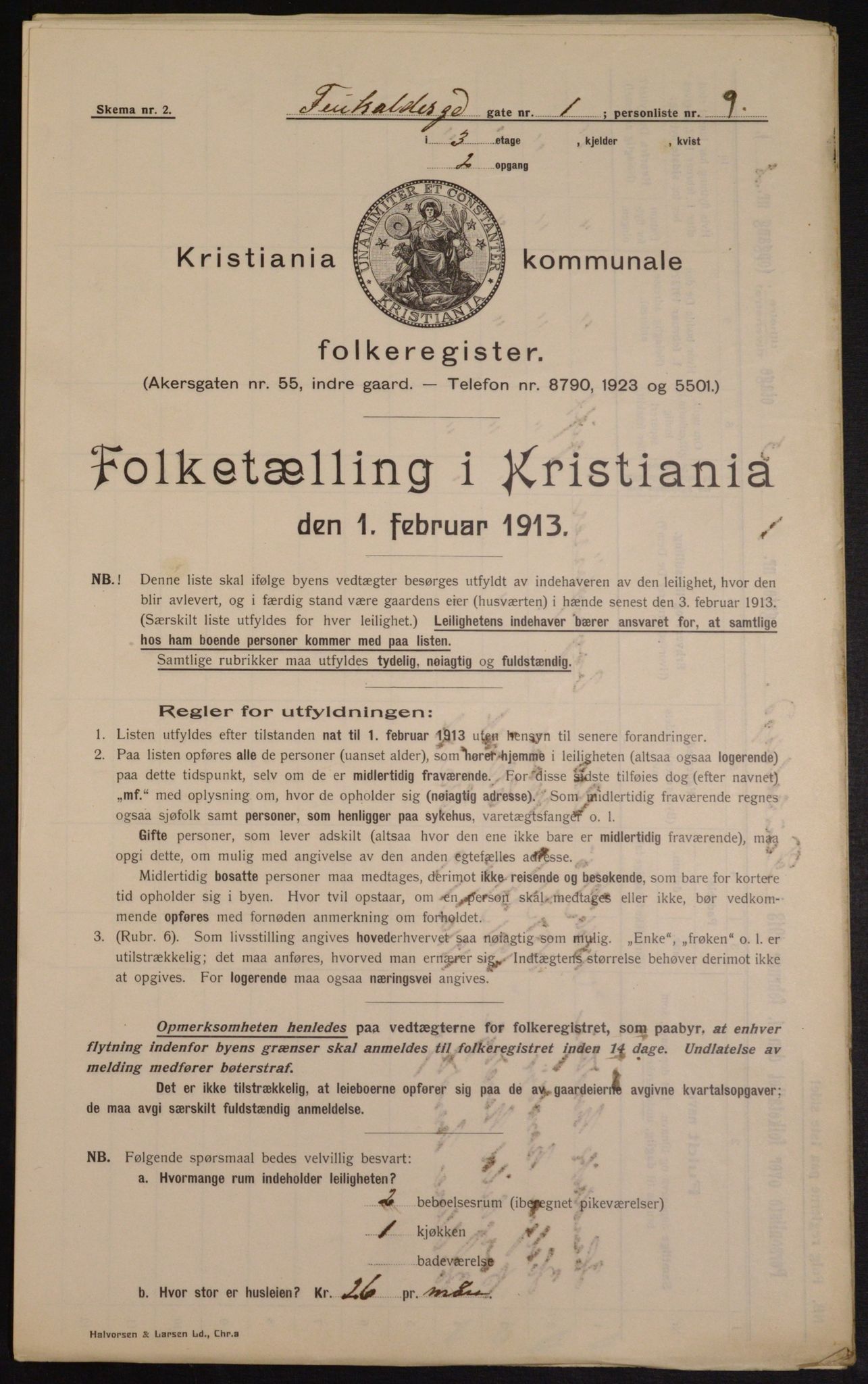 OBA, Municipal Census 1913 for Kristiania, 1913, p. 23808