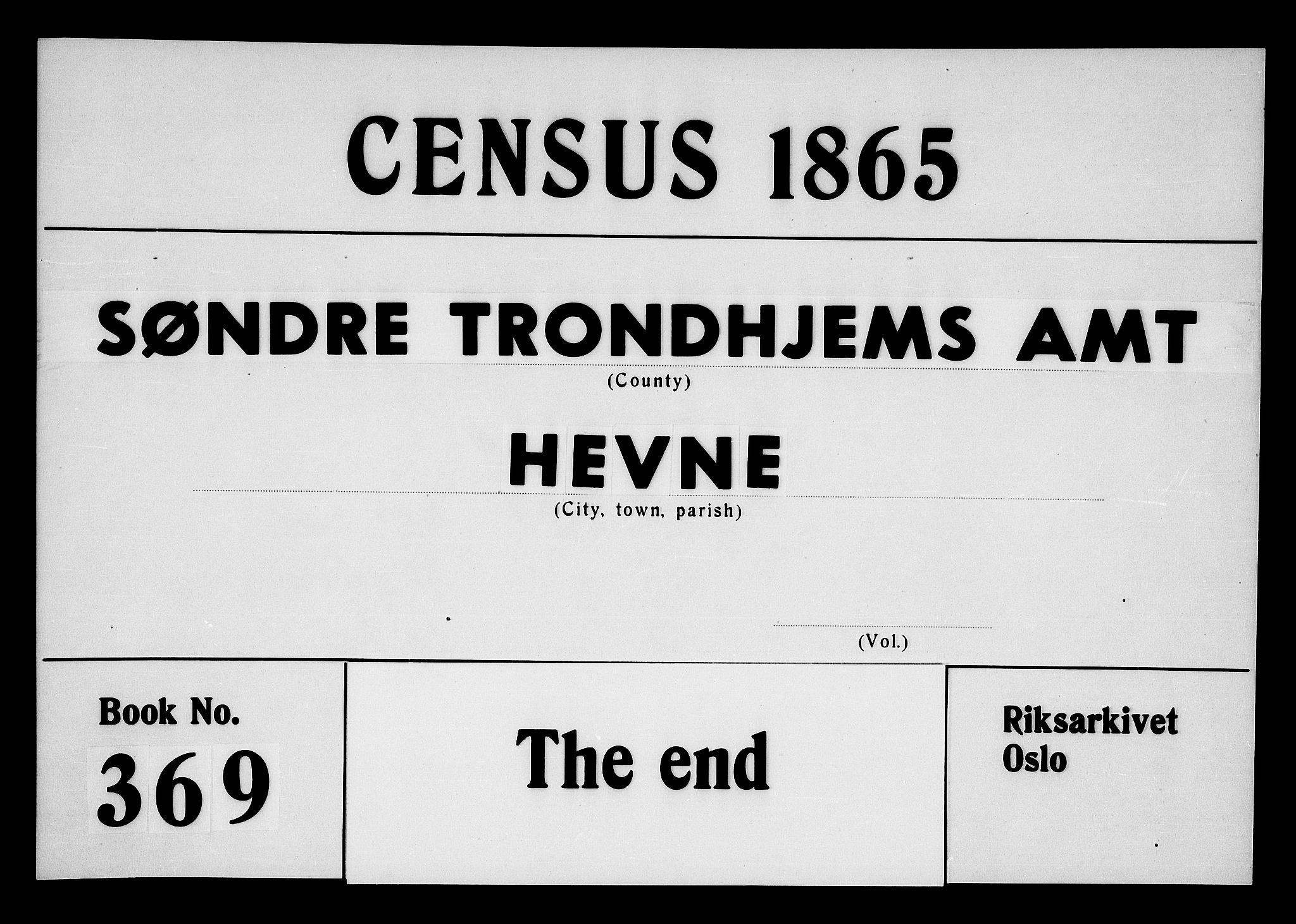 RA, 1865 census for Hemne, 1865, p. 191