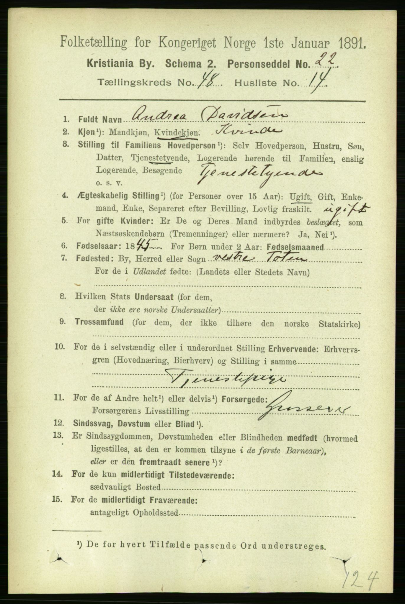 RA, 1891 census for 0301 Kristiania, 1891, p. 28461