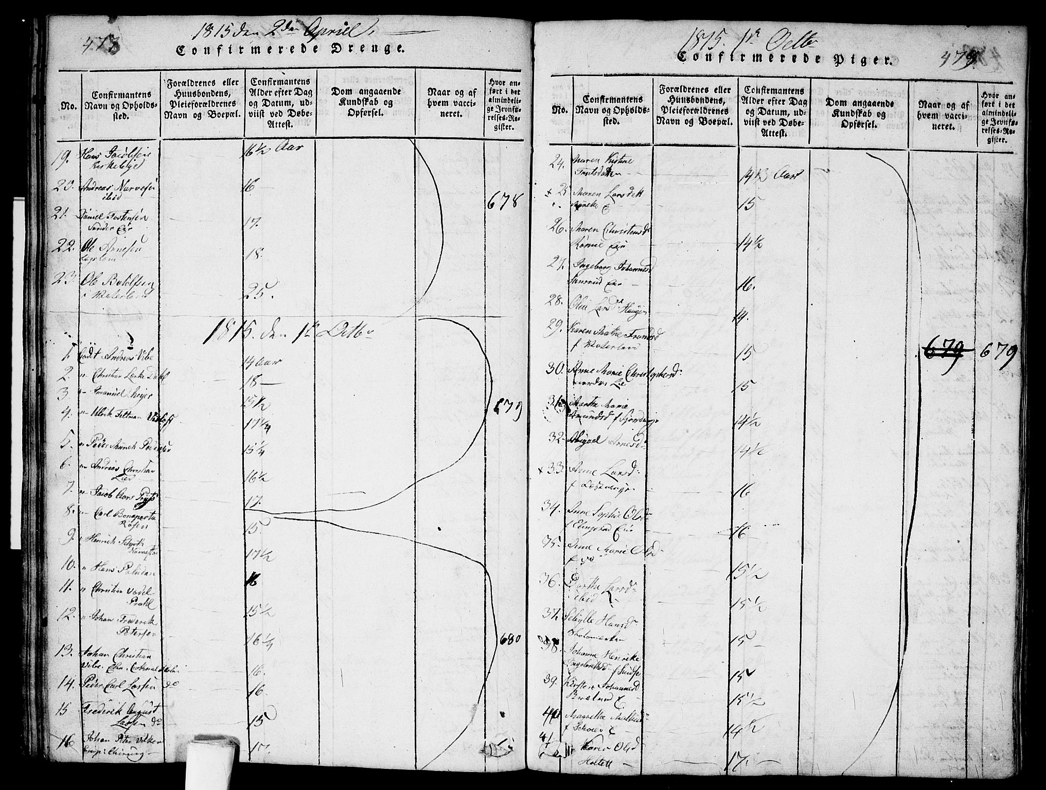 Garnisonsmenigheten Kirkebøker, AV/SAO-A-10846/G/Ga/L0003: Parish register (copy) no. 3, 1815-1819, p. 478-479