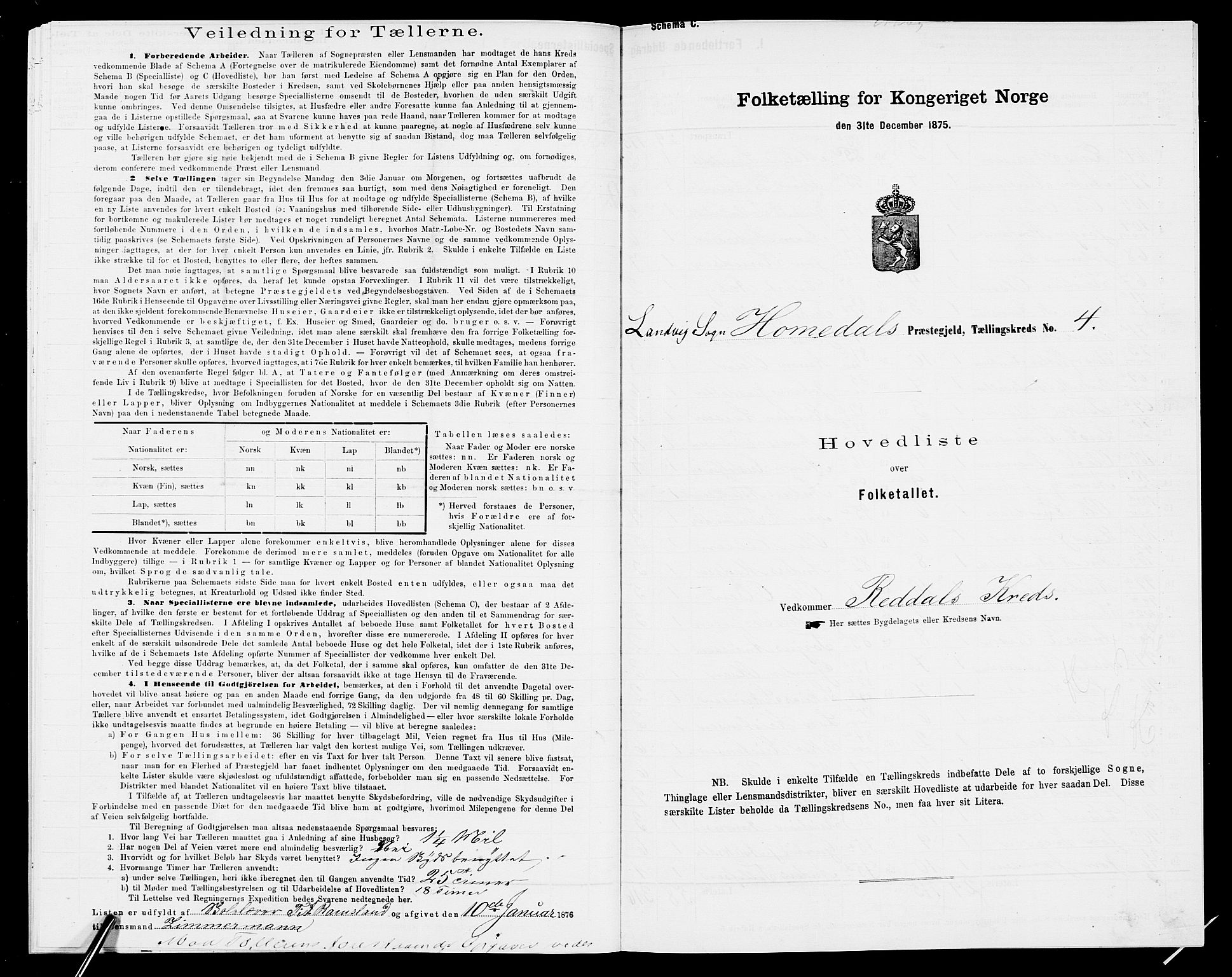 SAK, 1875 census for 0924P Homedal, 1875, p. 338