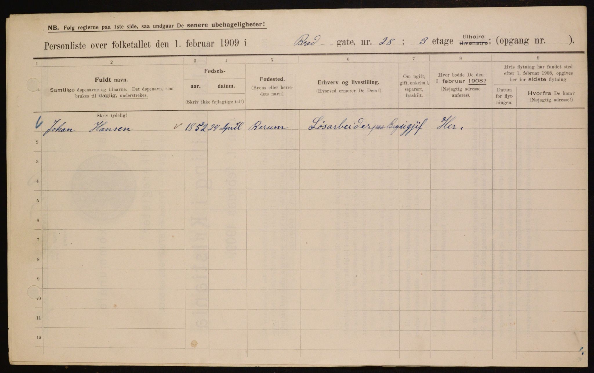 OBA, Municipal Census 1909 for Kristiania, 1909, p. 8082