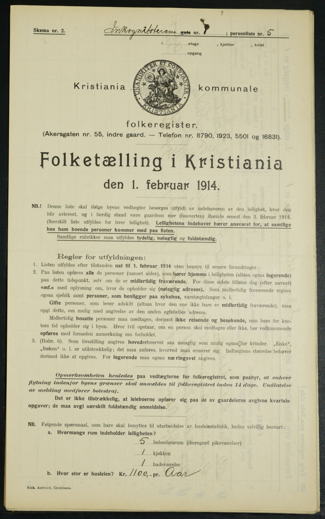 OBA, Municipal Census 1914 for Kristiania, 1914, p. 44350