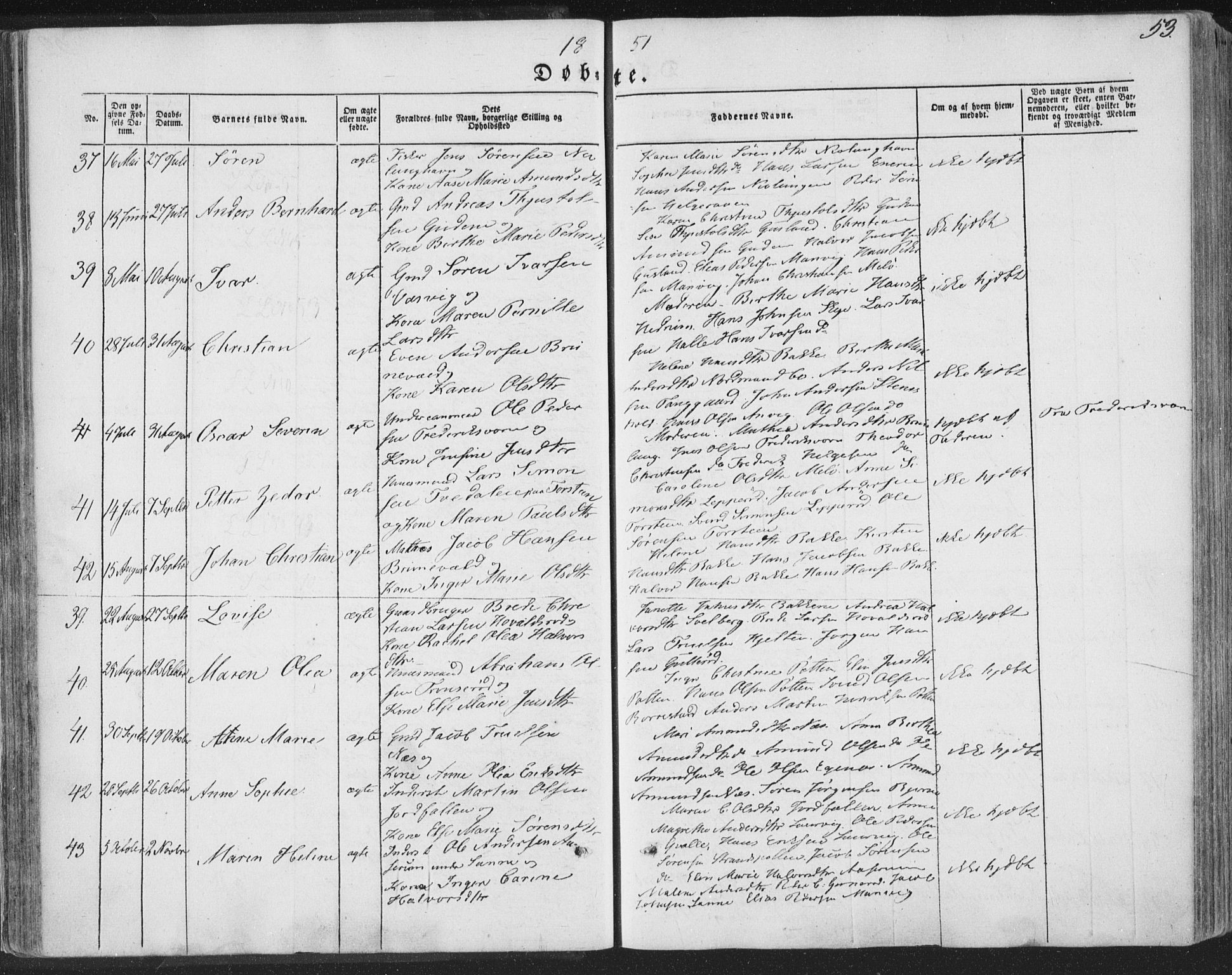 Brunlanes kirkebøker, AV/SAKO-A-342/F/Fa/L0004: Parish register (official) no. I 4, 1846-1862, p. 53