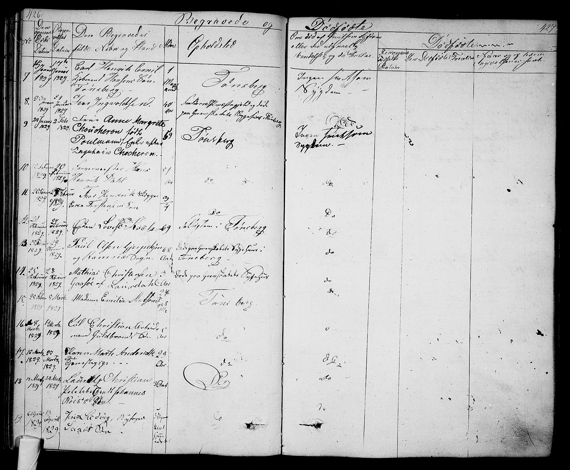 Tønsberg kirkebøker, AV/SAKO-A-330/F/Fa/L0005: Parish register (official) no. I 5, 1827-1836, p. 426-427