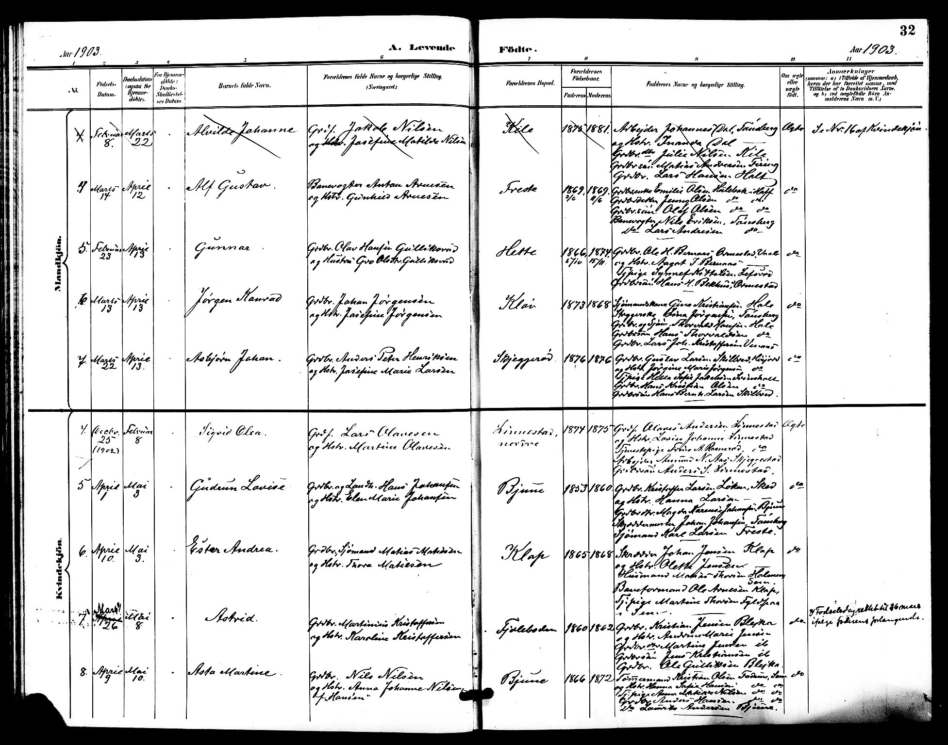 Ramnes kirkebøker, AV/SAKO-A-314/G/Ga/L0004: Parish register (copy) no. I 4, 1896-1911, p. 32