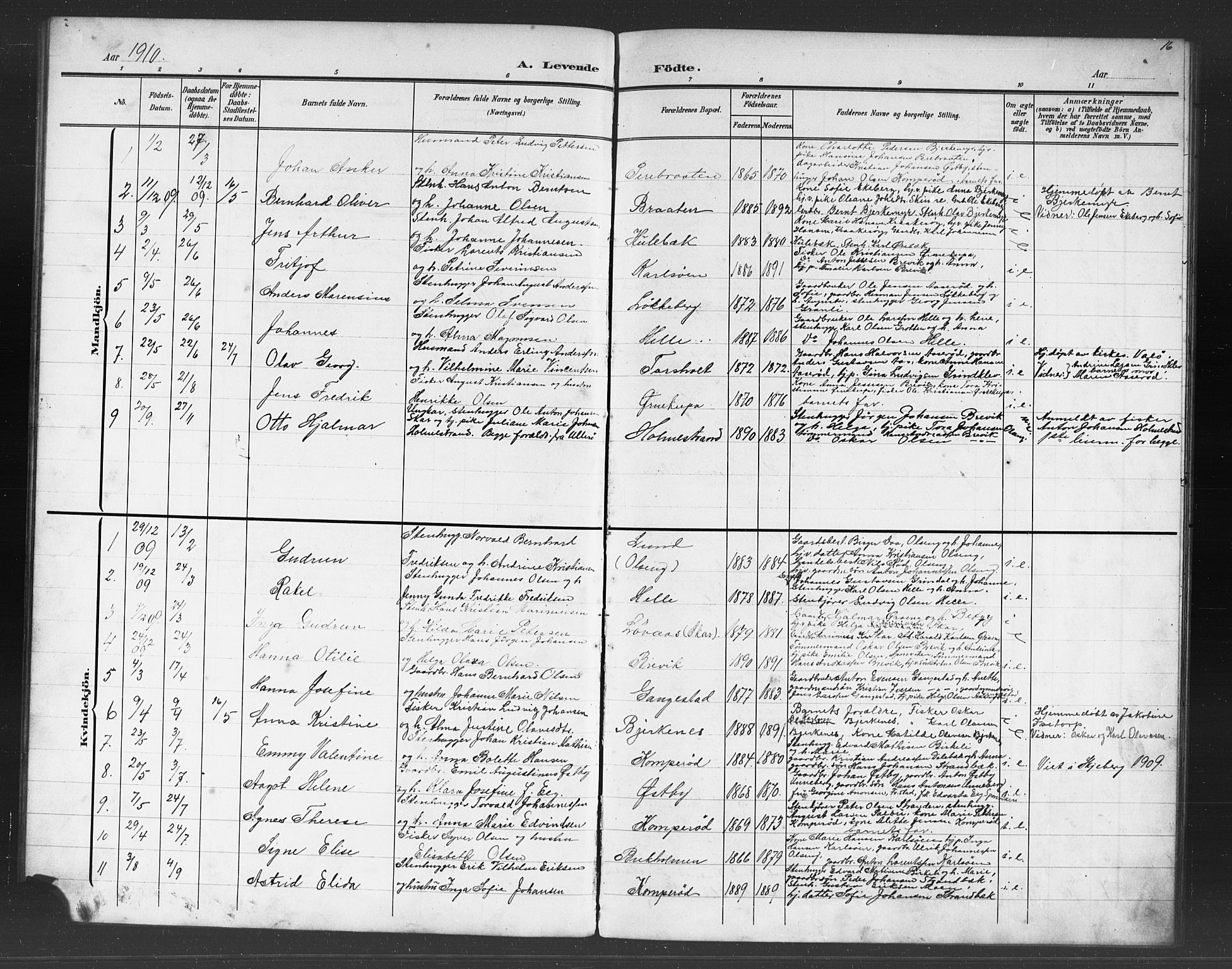 Skjeberg prestekontor Kirkebøker, SAO/A-10923/G/Gb/L0001: Parish register (copy) no. II 1, 1901-1919, p. 16