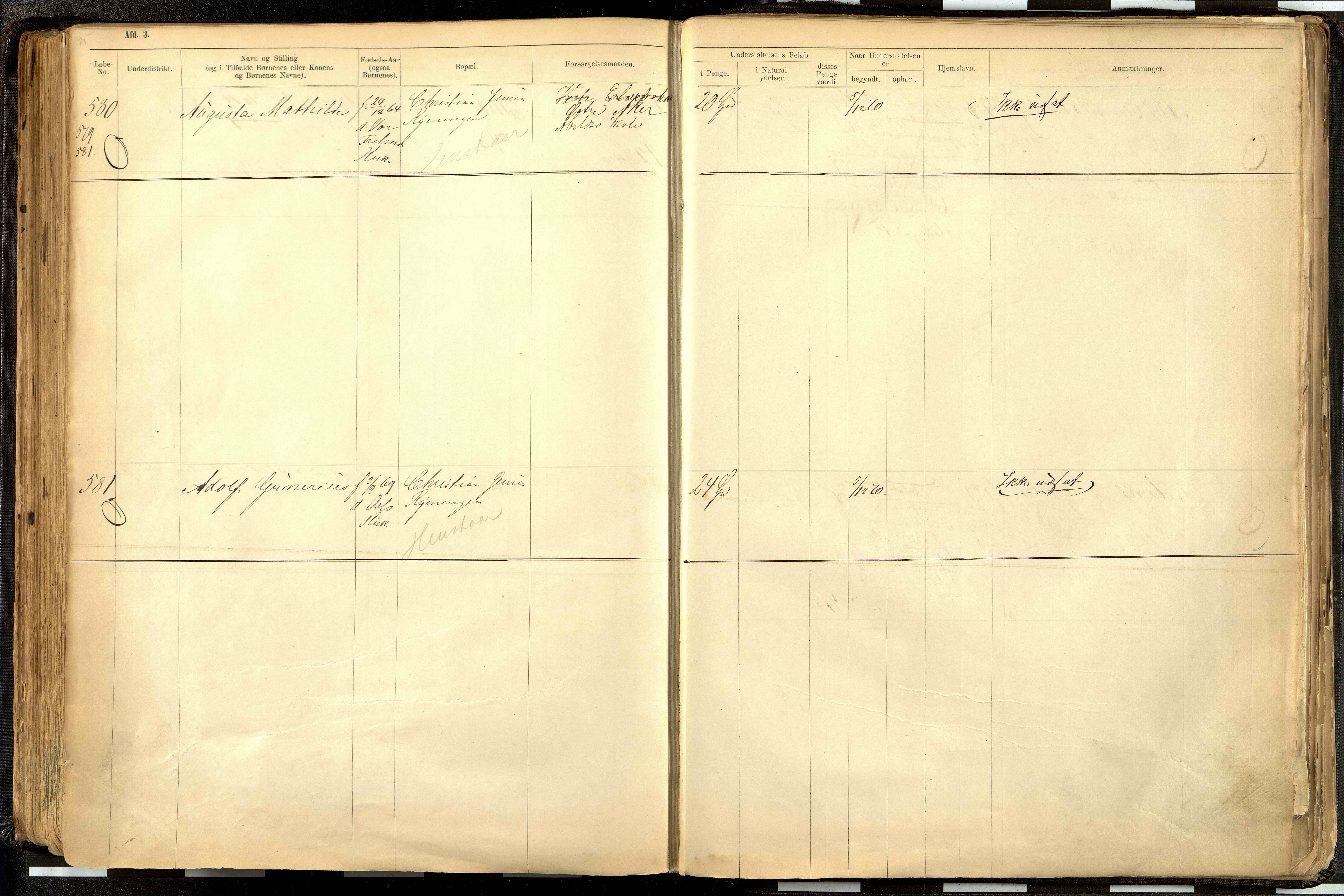 Fattigvesenet, OBA/A-20045/H/Hd/L0001: Manntallsprotokoll. Mnr. 1-644, 1865-1879, p. 293