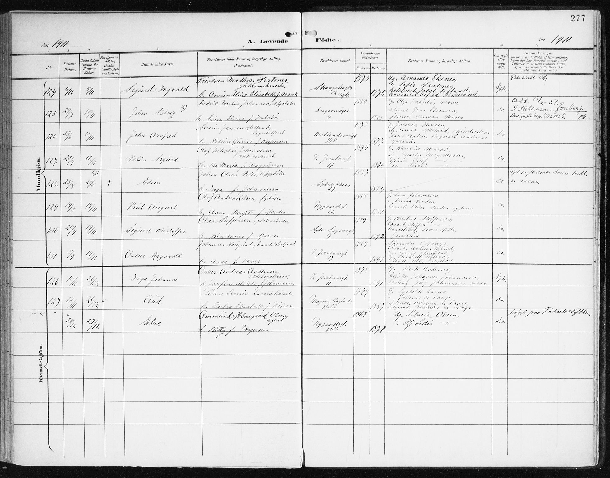 Johanneskirken sokneprestembete, AV/SAB-A-76001/H/Haa/L0002: Parish register (official) no. A 2, 1900-1912, p. 277