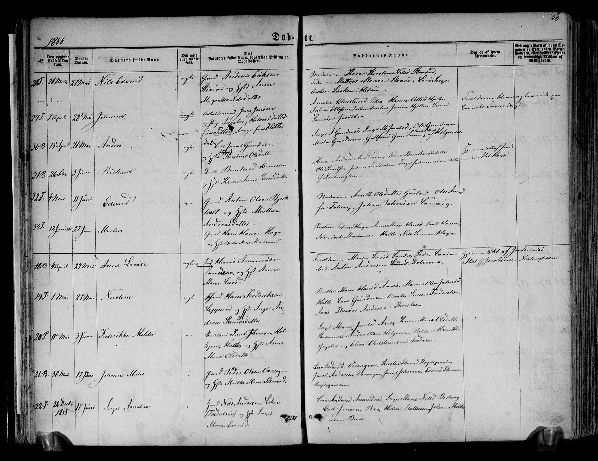 Brunlanes kirkebøker, AV/SAKO-A-342/F/Fa/L0005: Parish register (official) no. I 5, 1862-1877, p. 56