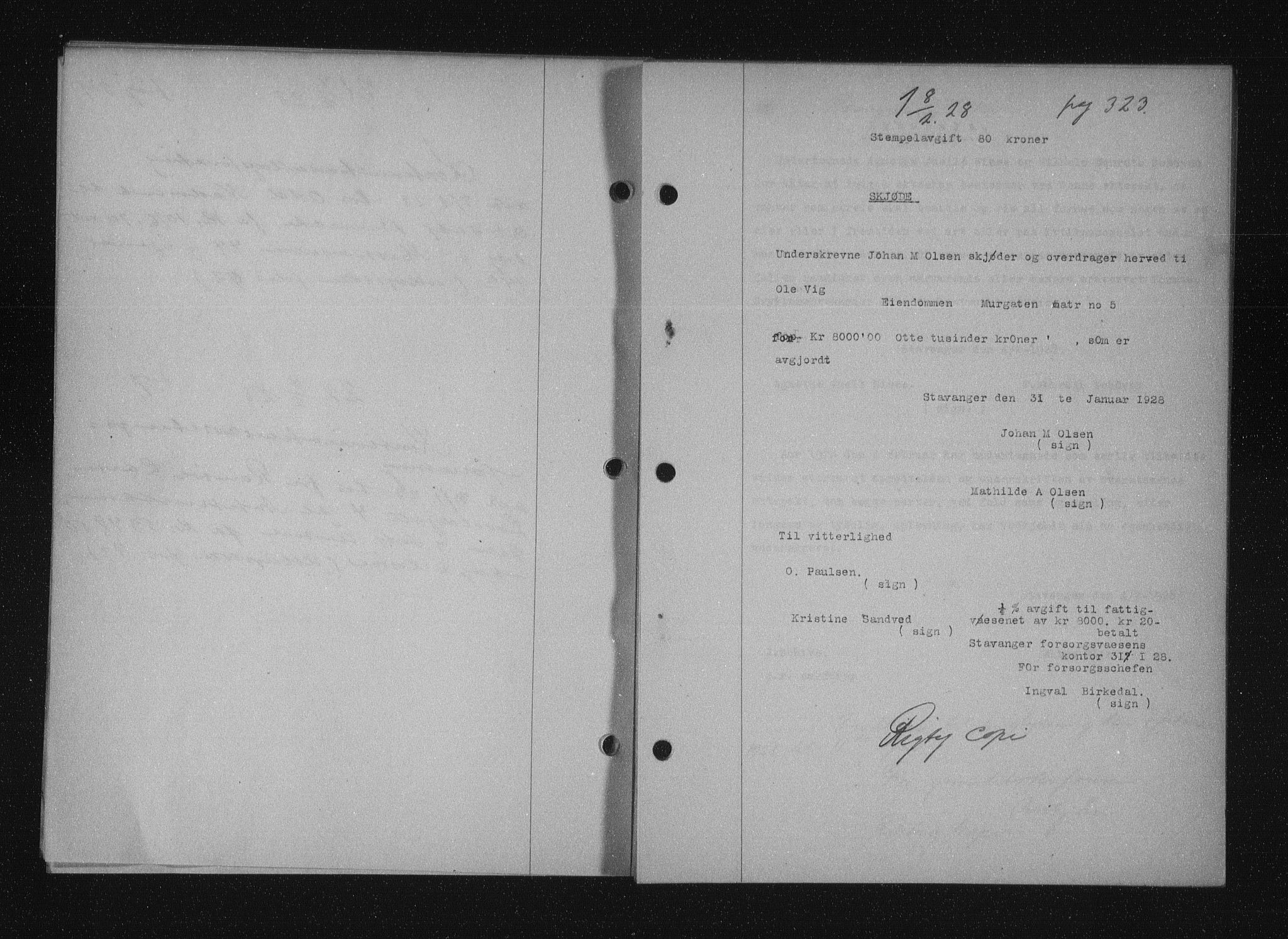 Stavanger byfogd, SAST/A-101408/001/4/41/410/410BB/L0053: Mortgage book no. 41, 1927-1928, Deed date: 08.02.1928
