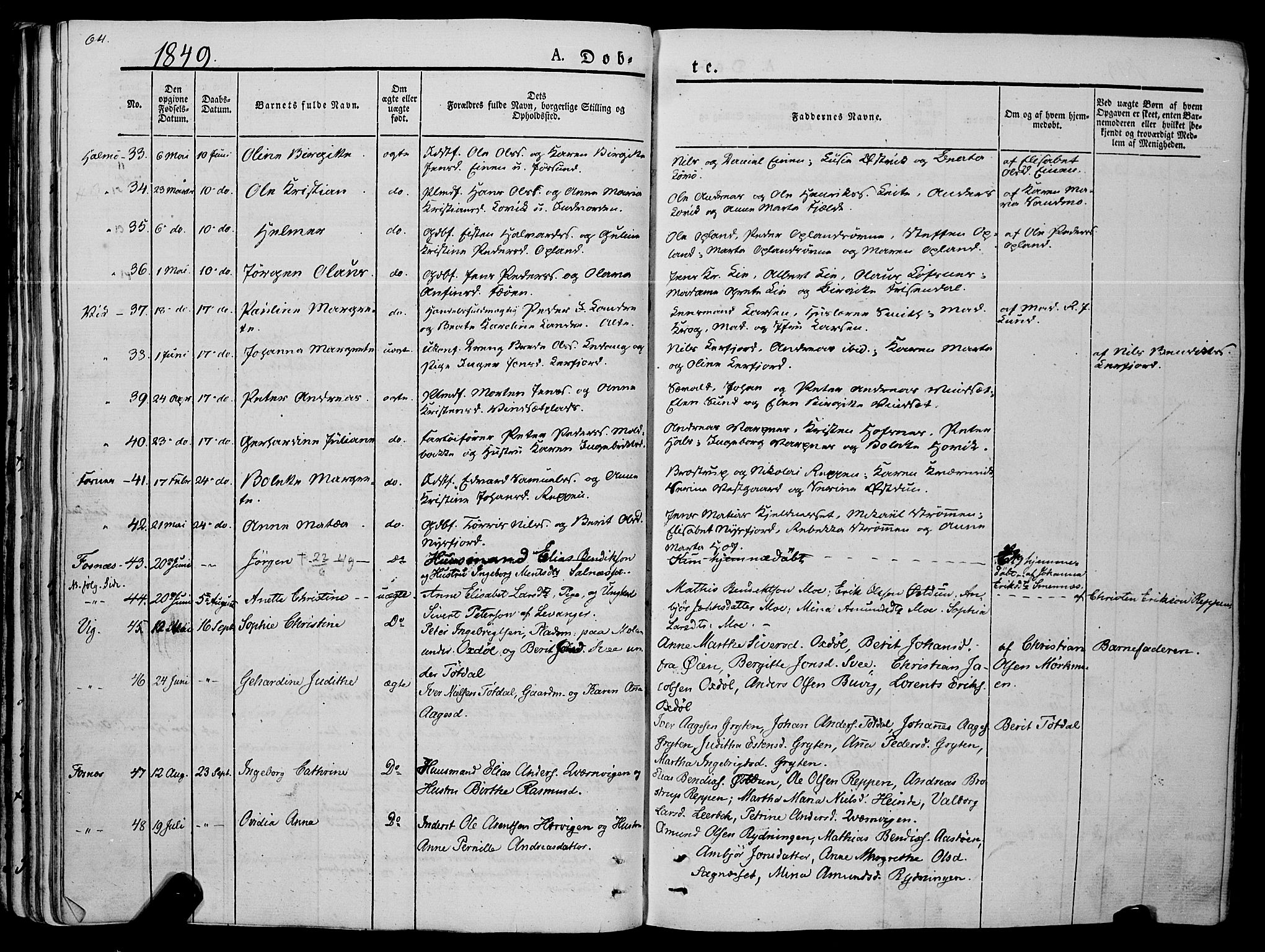 Ministerialprotokoller, klokkerbøker og fødselsregistre - Nord-Trøndelag, SAT/A-1458/773/L0614: Parish register (official) no. 773A05, 1831-1856, p. 64