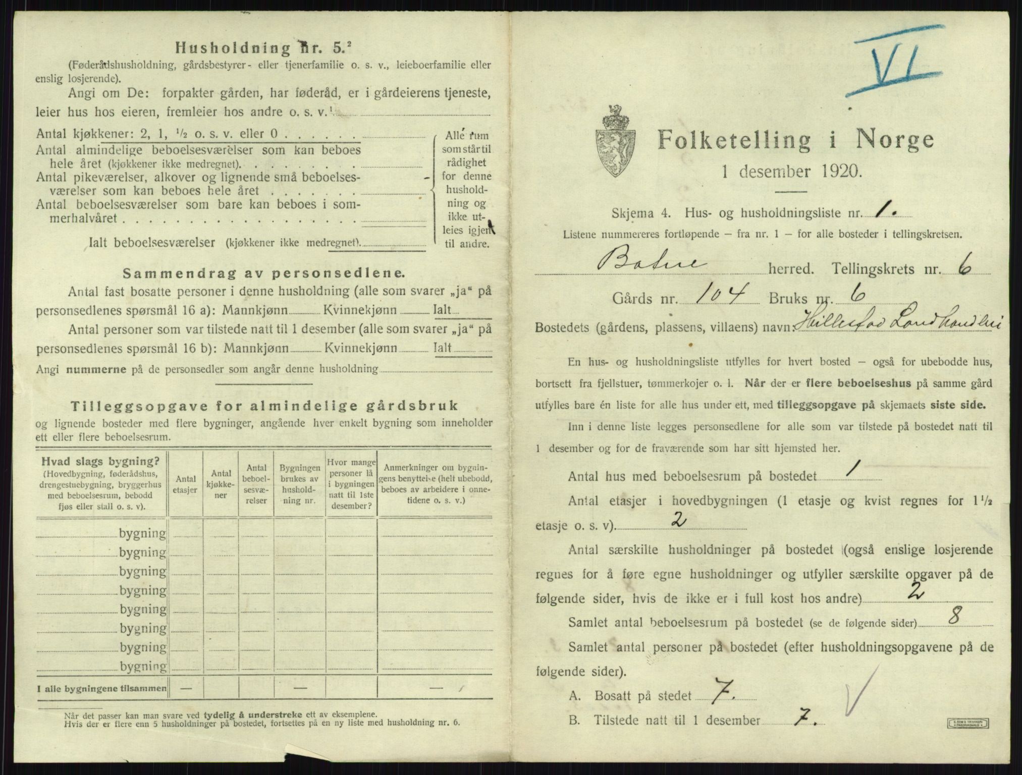 SAKO, 1920 census for Botne, 1920, p. 740