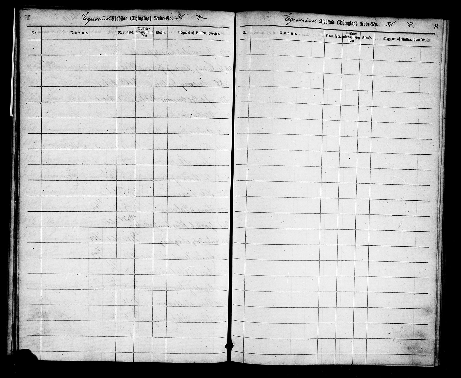 Egersund mønstringskrets, AV/SAK-2031-0019/F/Ff/L0001: Utskrivningsregisterrulle, nr som i hovedrulle, O-8, 1860-1900, p. 9