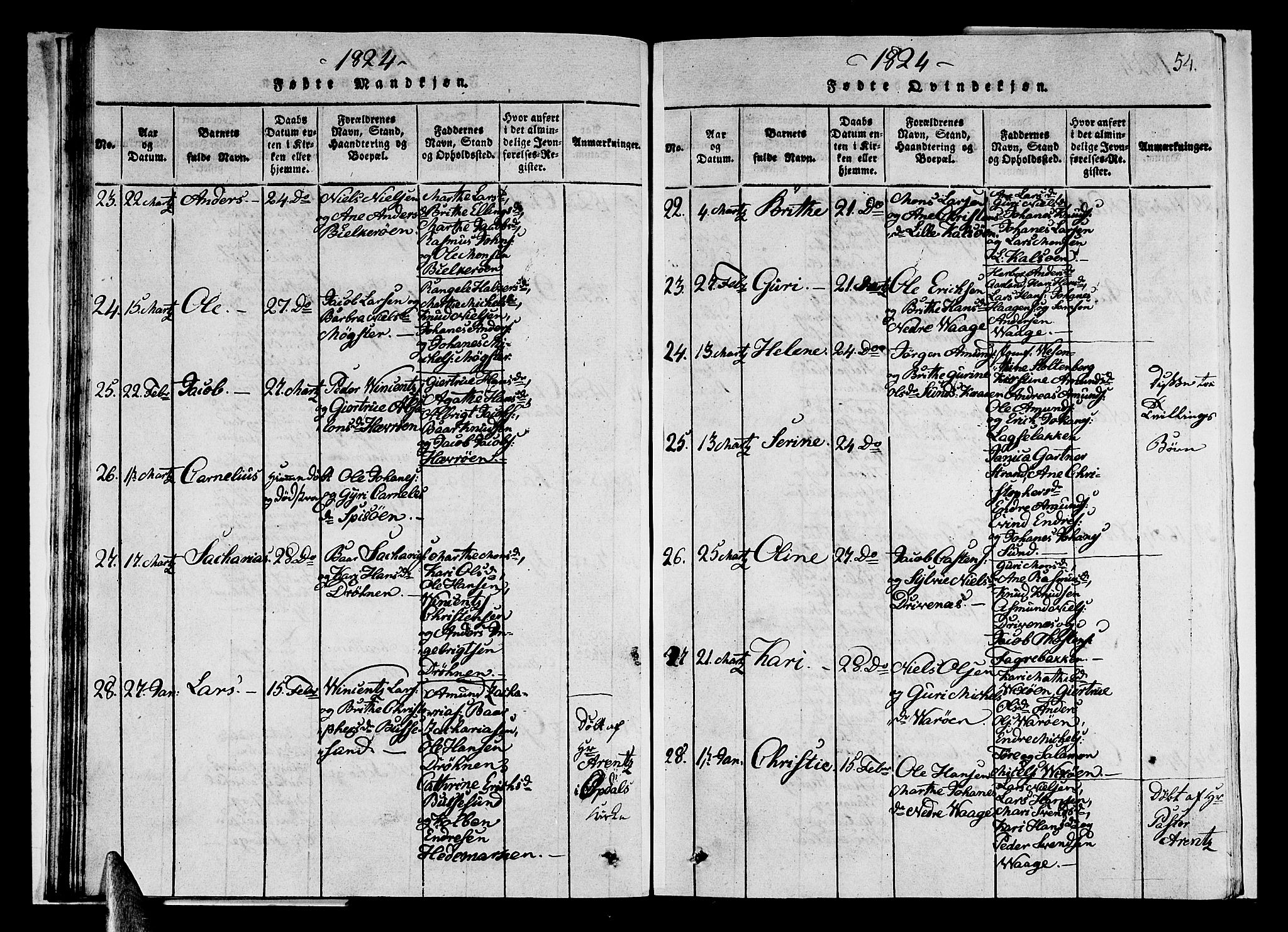 Sund sokneprestembete, AV/SAB-A-99930: Parish register (copy) no. A 1, 1816-1827, p. 54