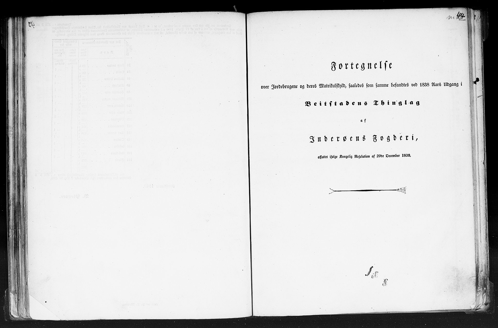 Rygh, RA/PA-0034/F/Fb/L0015/0001: Matrikkelen for 1838 / Matrikkelen for 1838 - Nordre Trondhjems amt (Nord-Trøndelag fylke), 1838, p. 44a