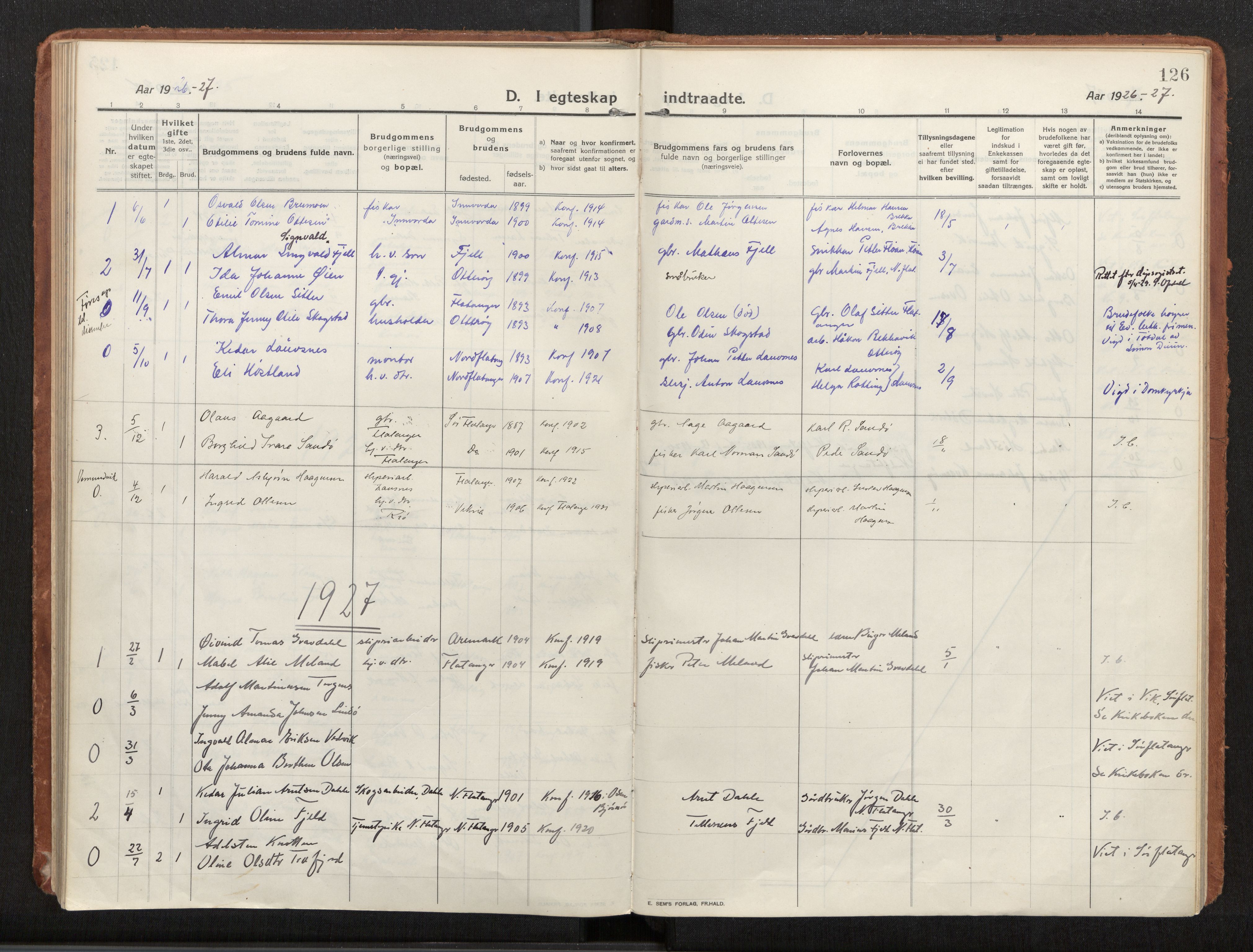 Ministerialprotokoller, klokkerbøker og fødselsregistre - Nord-Trøndelag, SAT/A-1458/772/L0604: Parish register (official) no. 772A02, 1913-1937, p. 126