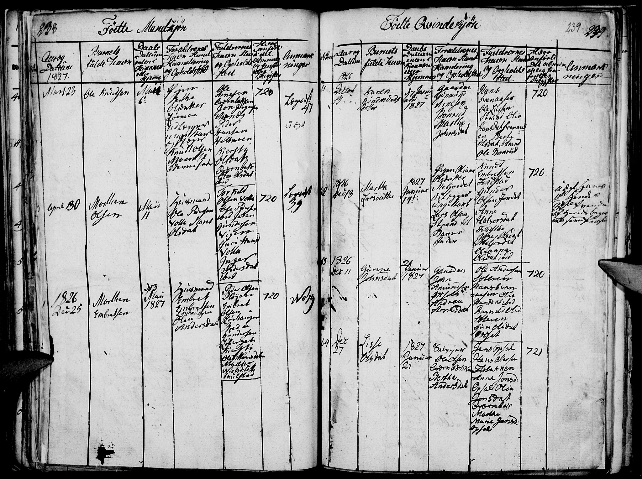 Elverum prestekontor, AV/SAH-PREST-044/H/Ha/Haa/L0007: Parish register (official) no. 7, 1815-1830, p. 238-239