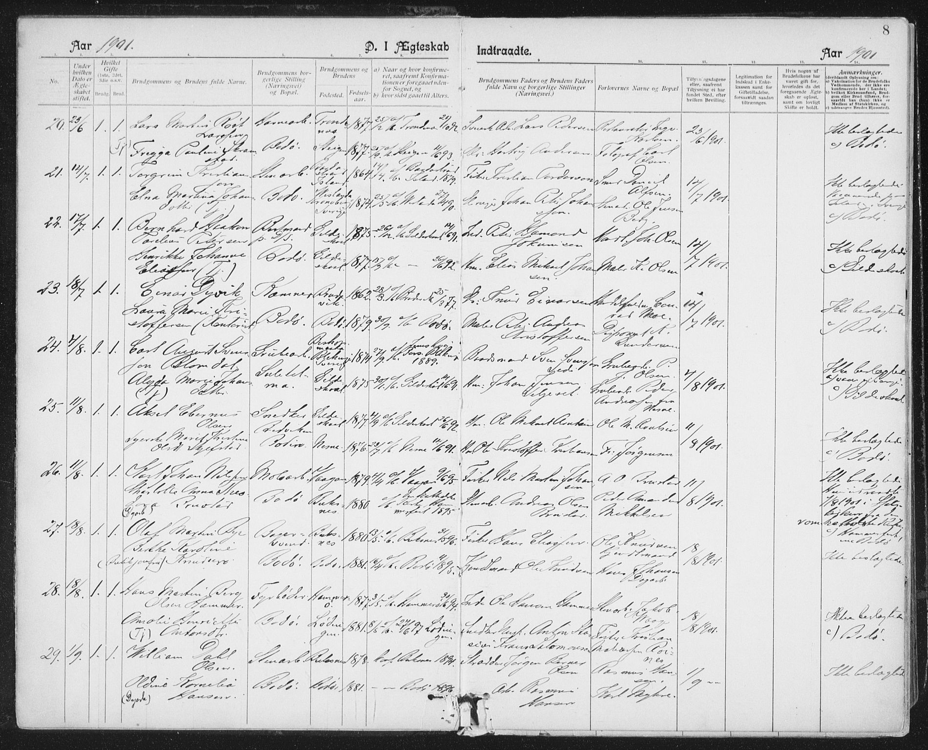 Ministerialprotokoller, klokkerbøker og fødselsregistre - Nordland, SAT/A-1459/801/L0012: Parish register (official) no. 801A12, 1900-1916, p. 8