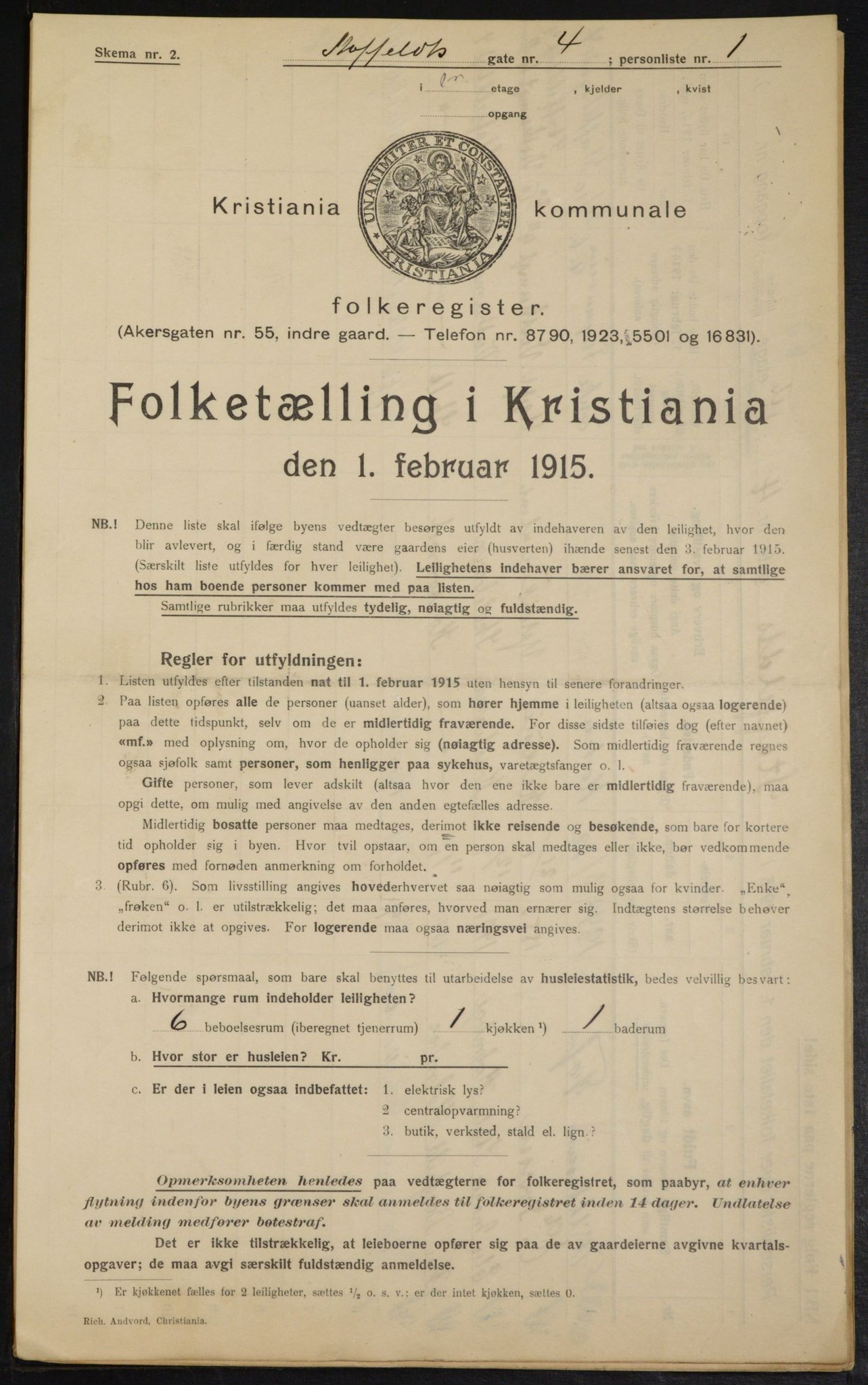 OBA, Municipal Census 1915 for Kristiania, 1915, p. 100564