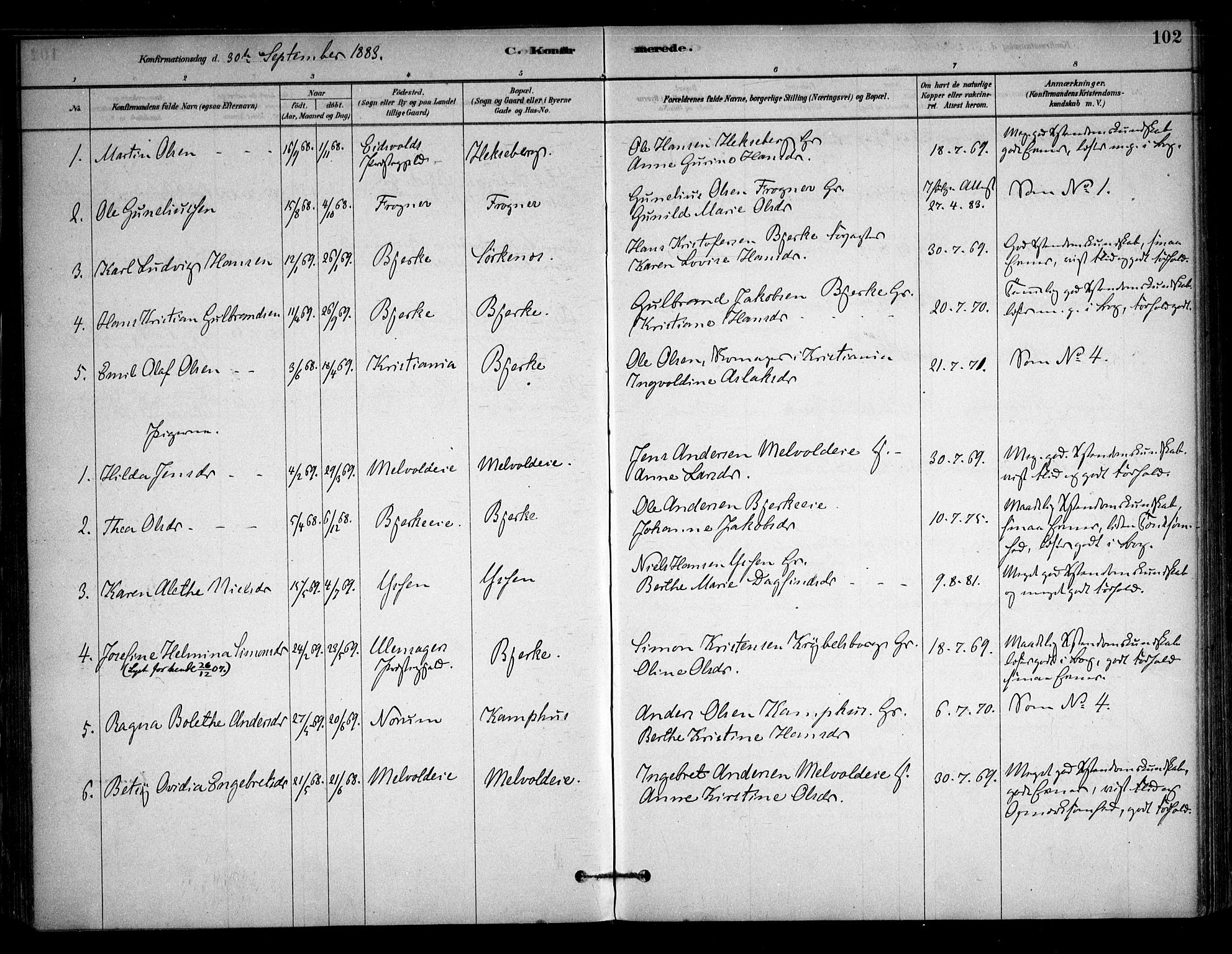 Sørum prestekontor Kirkebøker, SAO/A-10303/F/Fb/L0001: Parish register (official) no. II 1, 1878-1915, p. 102