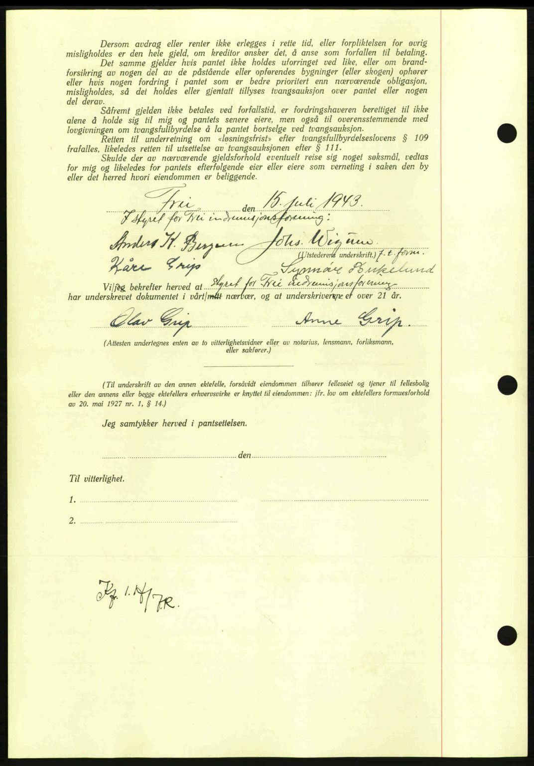 Nordmøre sorenskriveri, AV/SAT-A-4132/1/2/2Ca: Mortgage book no. B91, 1943-1944, Diary no: : 1735/1943