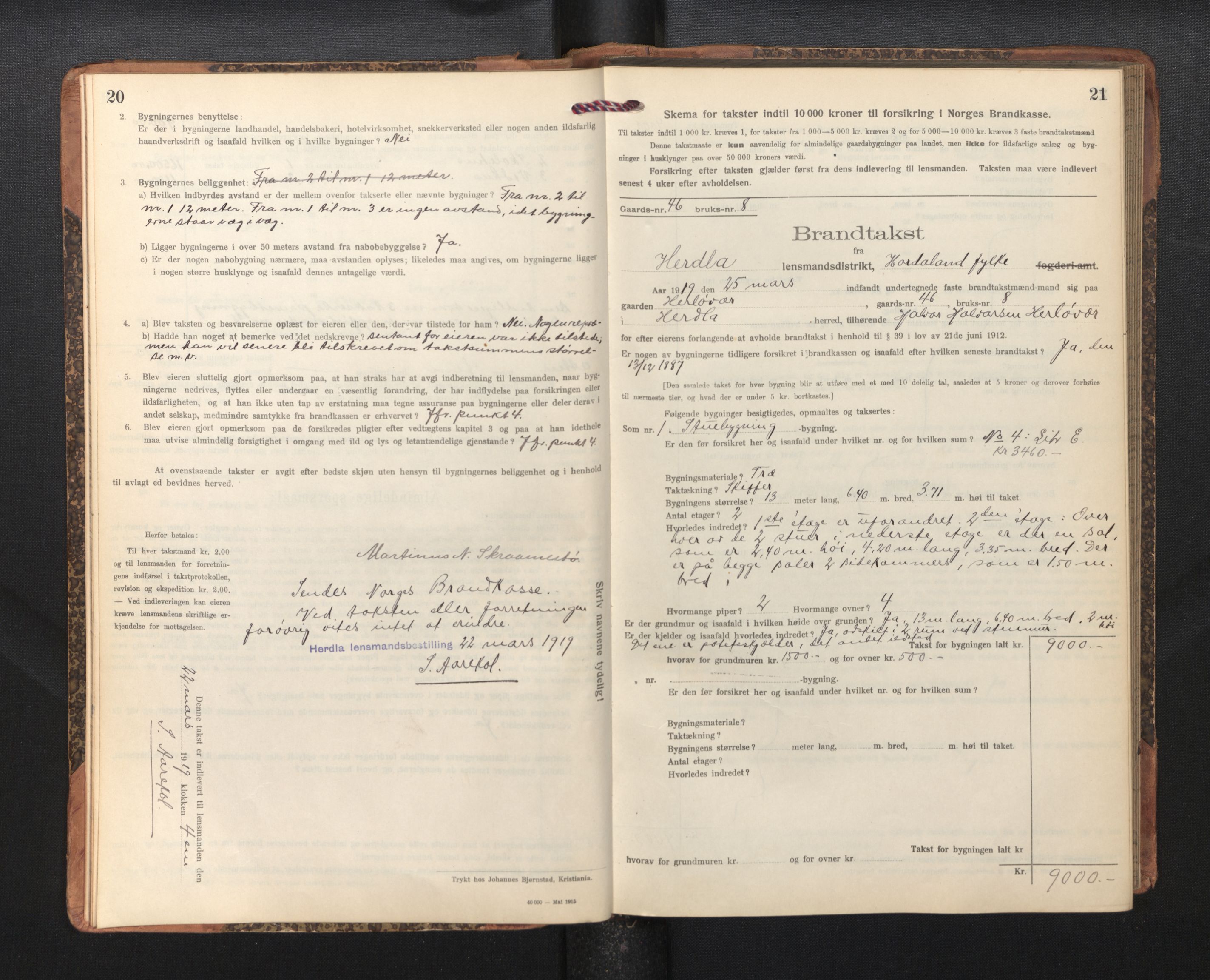 Lensmannen i Herdla, SAB/A-32901/0012/L0004:  Branntakstprotokoll skjematakst, 1916-1954, p. 20-21