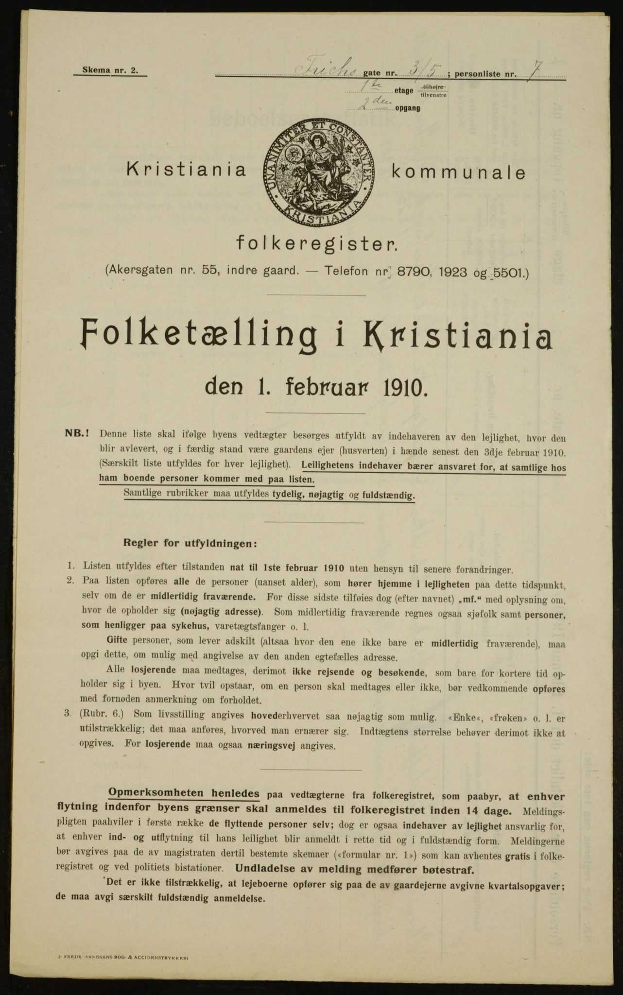 OBA, Municipal Census 1910 for Kristiania, 1910, p. 25112