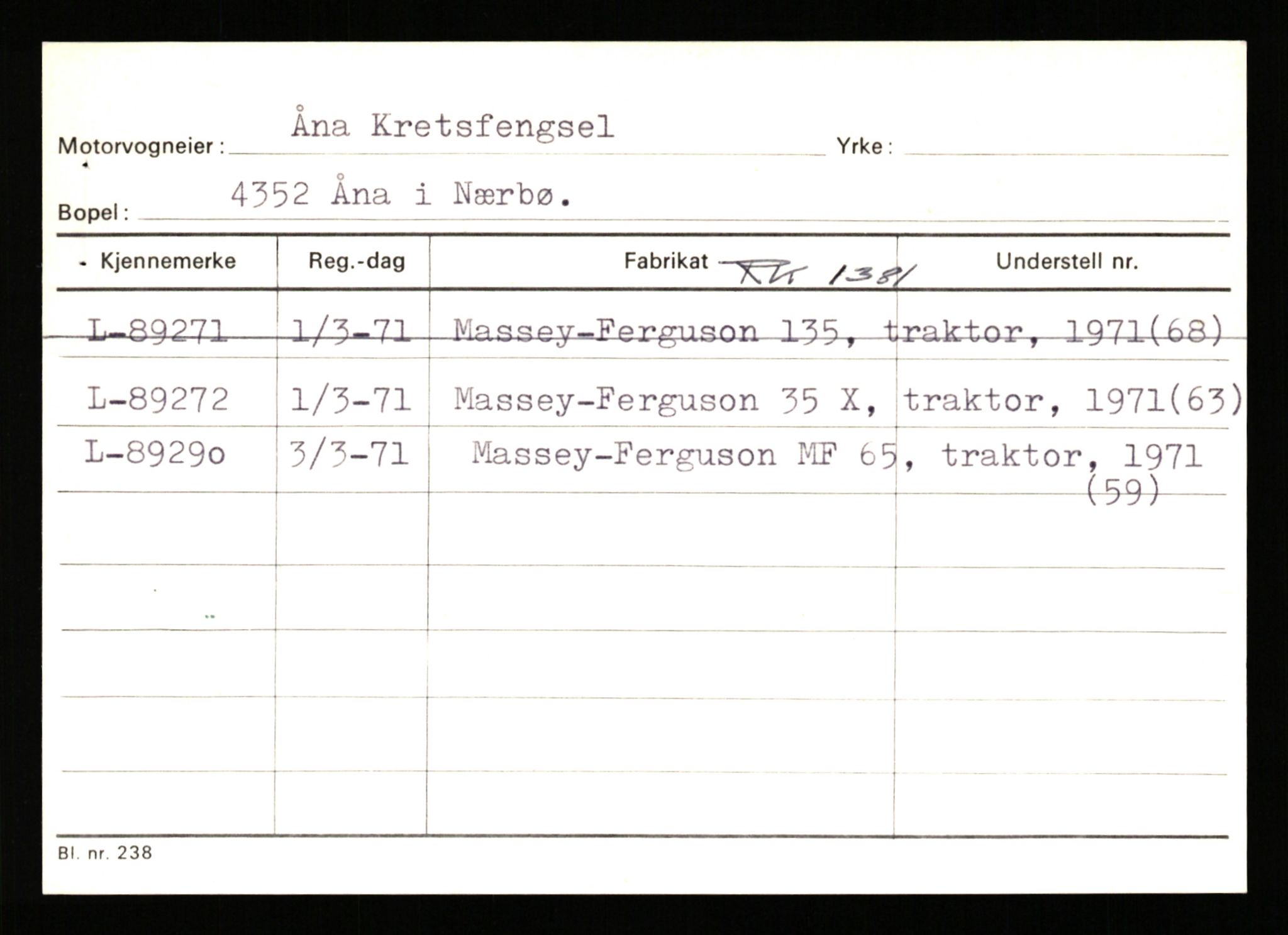 Stavanger trafikkstasjon, SAST/A-101942/0/H/L0045: Åmodt - Åvendal, 1930-1971, p. 79