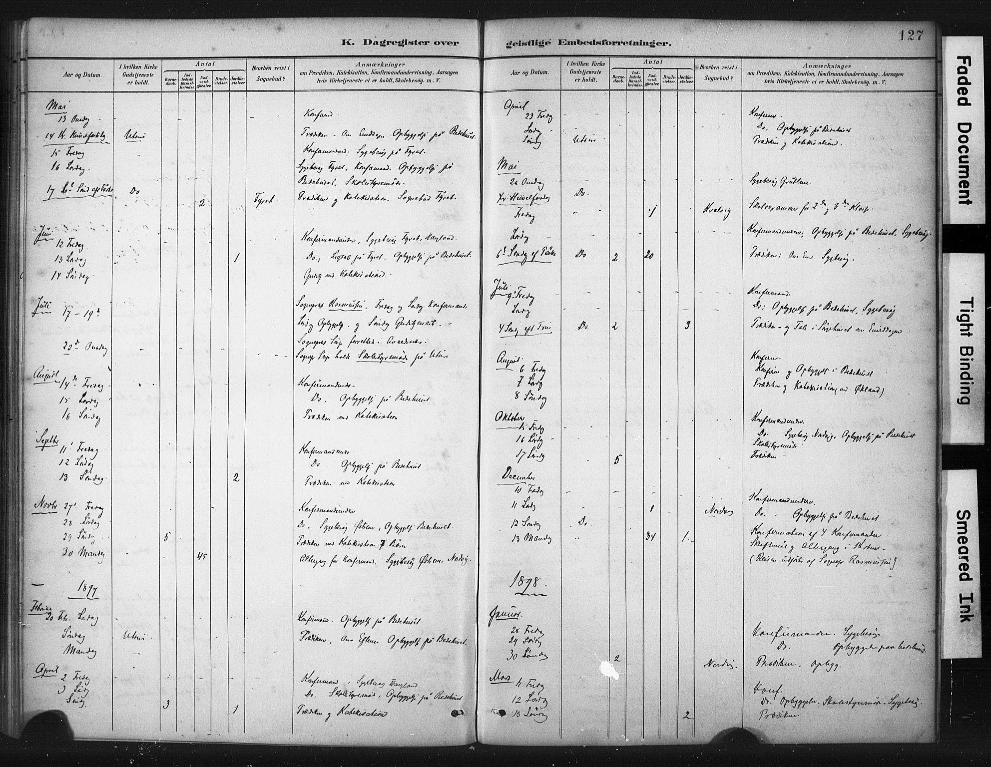 Torvastad sokneprestkontor, AV/SAST-A -101857/H/Ha/Haa/L0016: Parish register (official) no. A 15, 1883-1903, p. 127