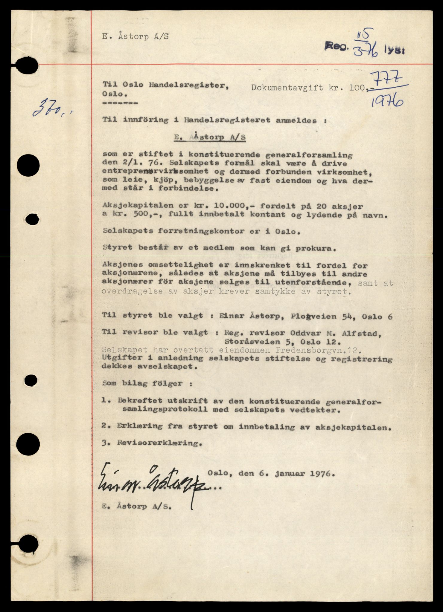 Oslo byfogd, Handelsregisteret, AV/SAT-A-10867/G/Gb/Gbb/L0037: Registreringsmeldinger, E-G, 1980, p. 1