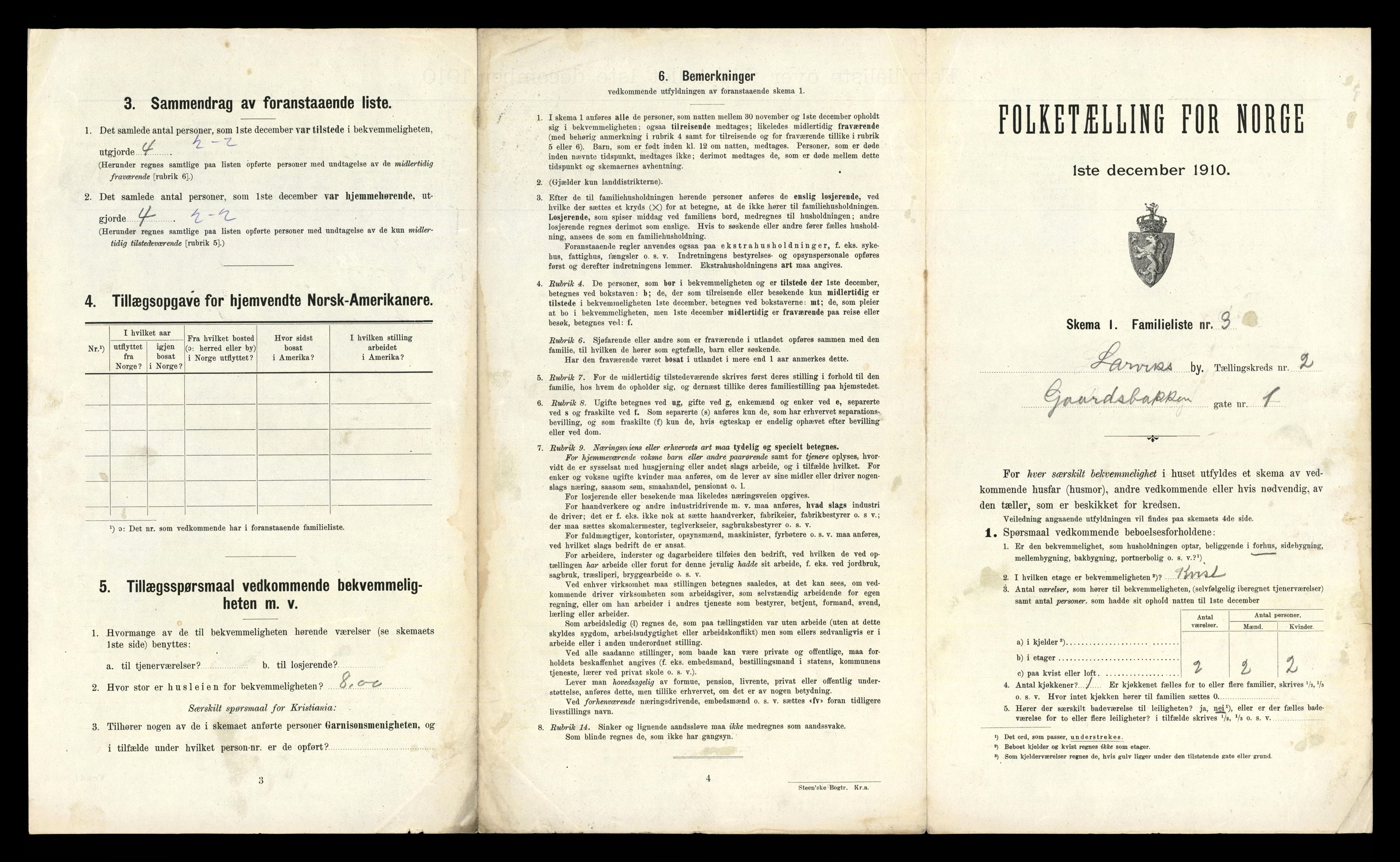 RA, 1910 census for Larvik, 1910, p. 915