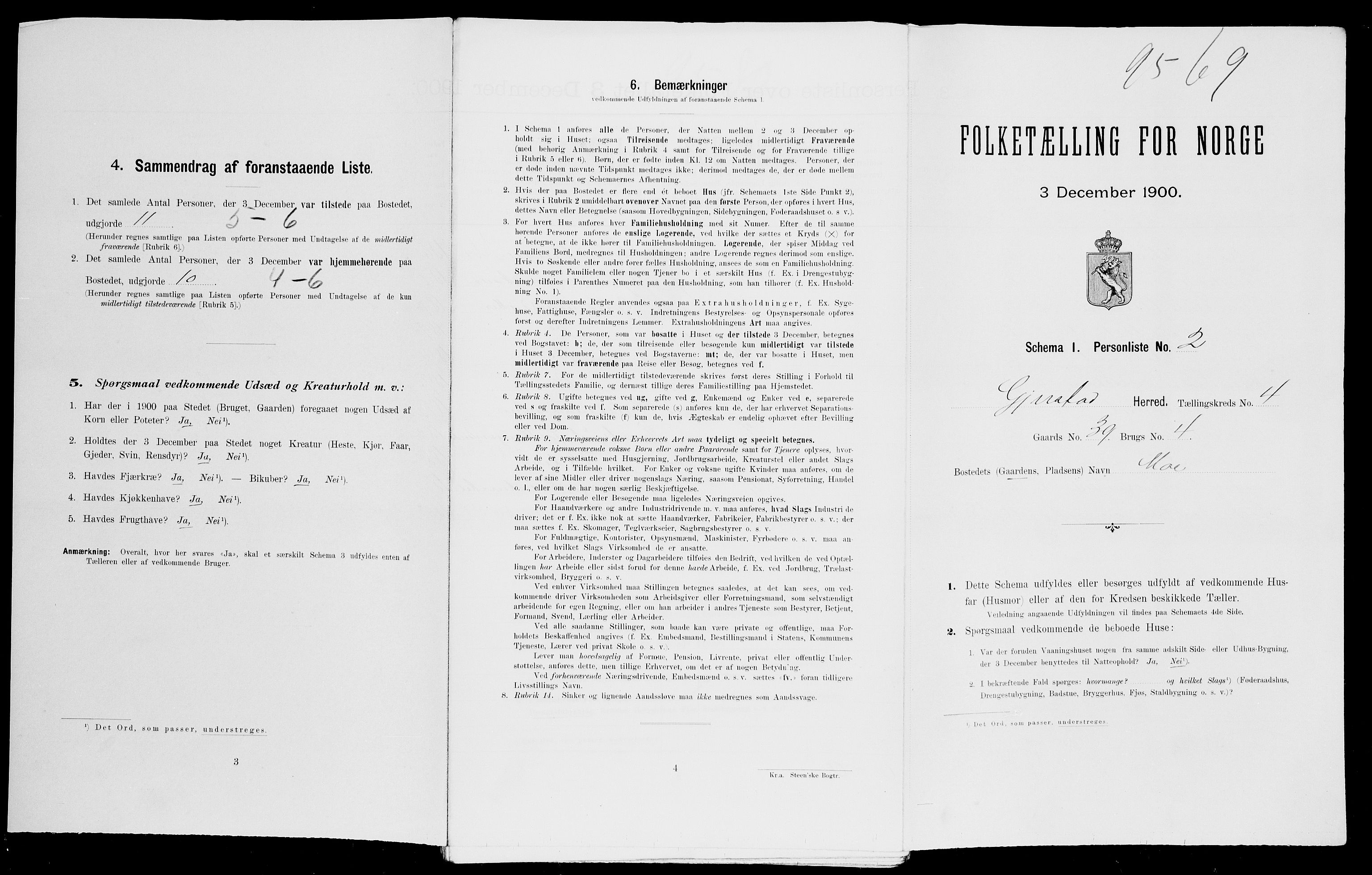 SAK, 1900 census for Gjerstad, 1900, p. 344