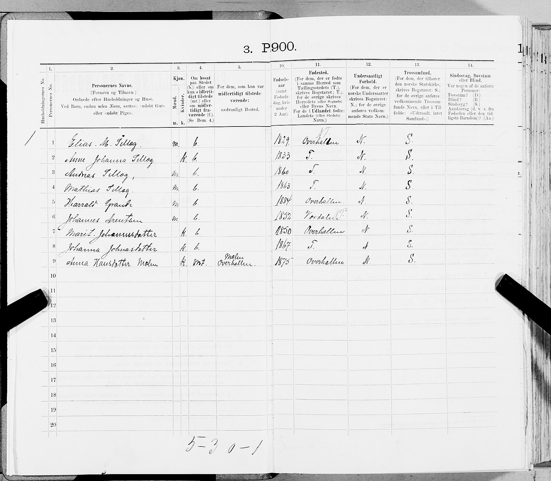 SAT, 1900 census for Vemundvik, 1900, p. 13