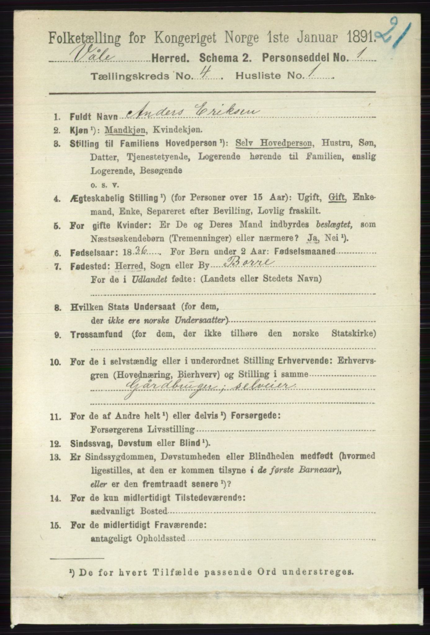 RA, 1891 census for 0716 Våle, 1891, p. 987