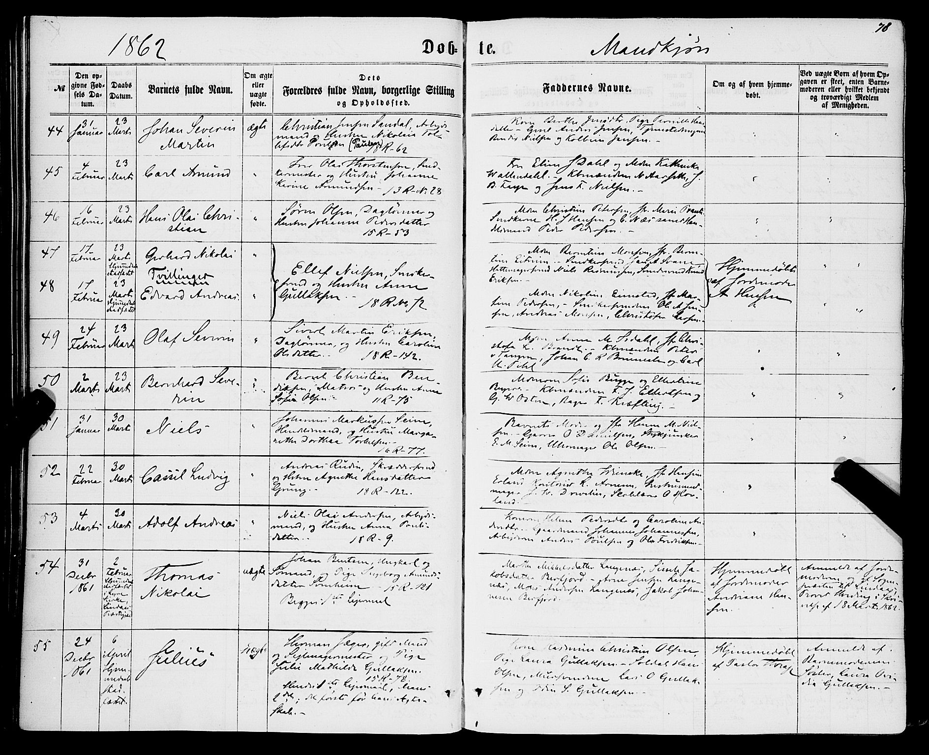 Domkirken sokneprestembete, AV/SAB-A-74801/H/Haa/L0021: Parish register (official) no. B 4, 1859-1871, p. 78