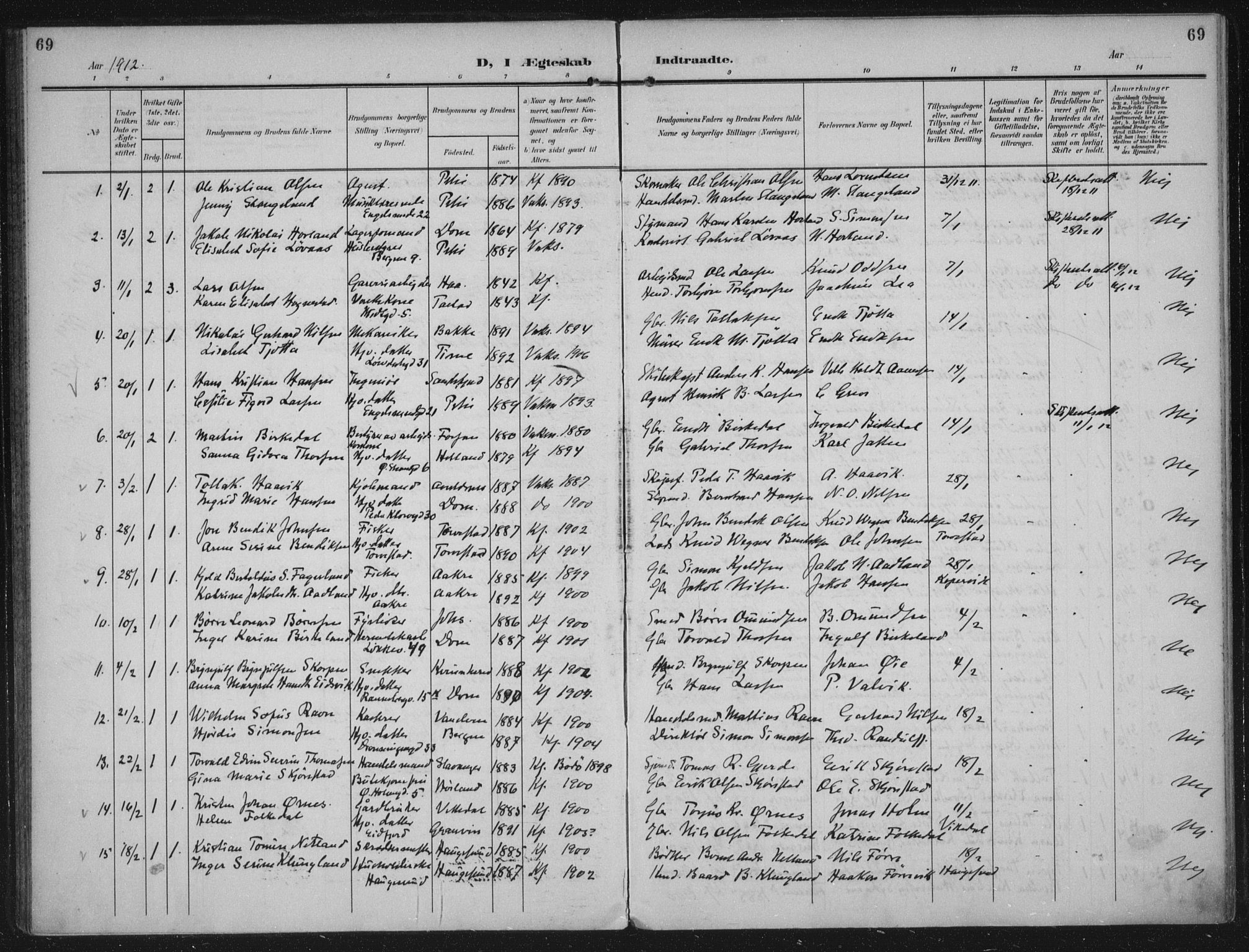 Domkirken sokneprestkontor, SAST/A-101812/002/A/L0016: Parish register (official) no. A 33, 1905-1922, p. 69