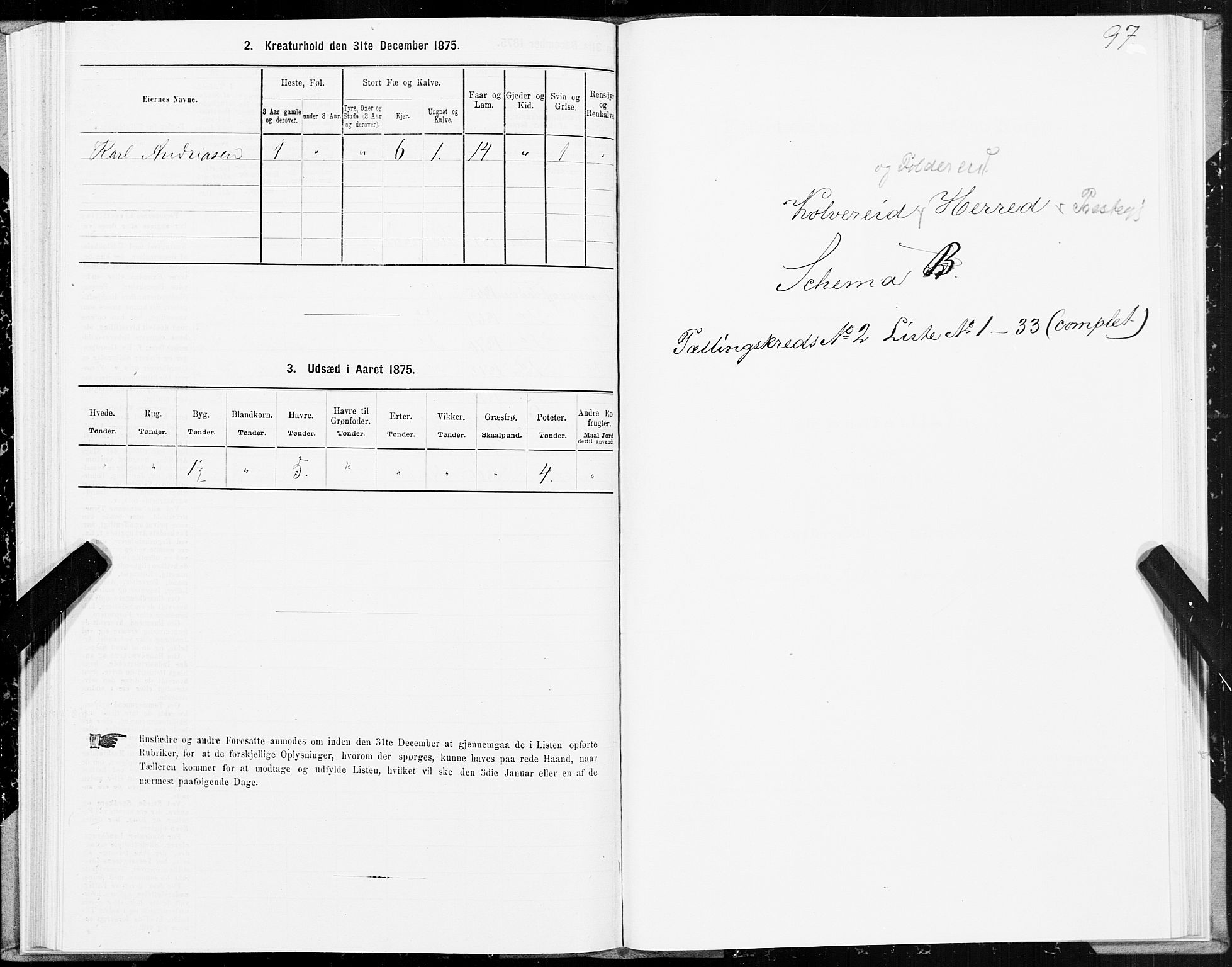 SAT, 1875 census for 1752P Kolvereid, 1875, p. 1097