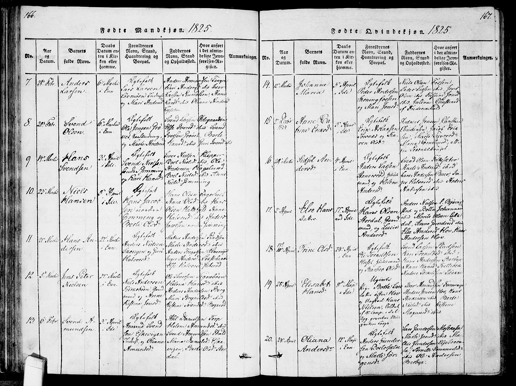 Idd prestekontor Kirkebøker, AV/SAO-A-10911/F/Fc/L0002: Parish register (official) no. III 2, 1815-1831, p. 166-167