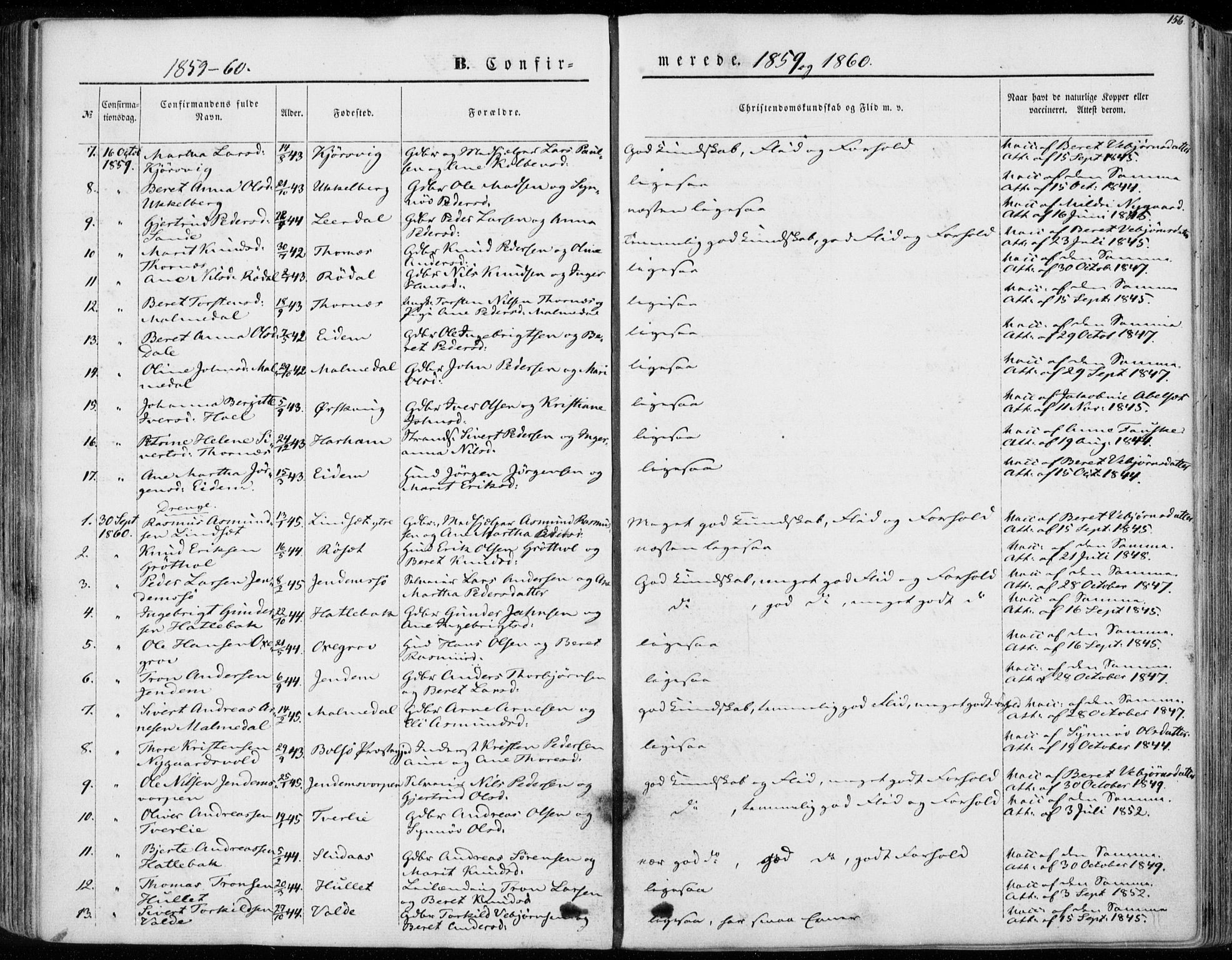 Ministerialprotokoller, klokkerbøker og fødselsregistre - Møre og Romsdal, SAT/A-1454/565/L0748: Parish register (official) no. 565A02, 1845-1872, p. 156