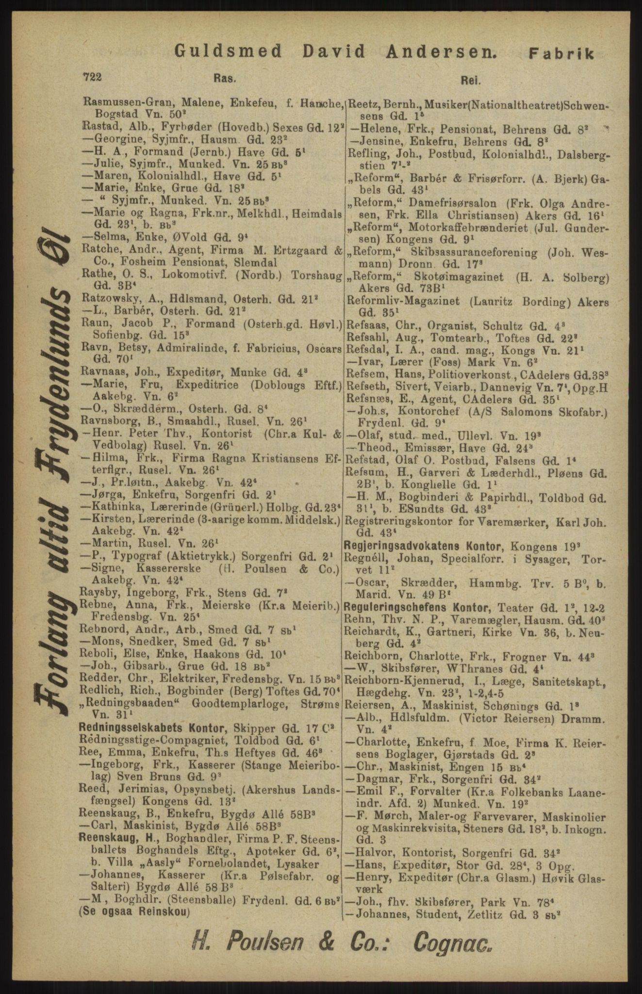 Kristiania/Oslo adressebok, PUBL/-, 1904, p. 722