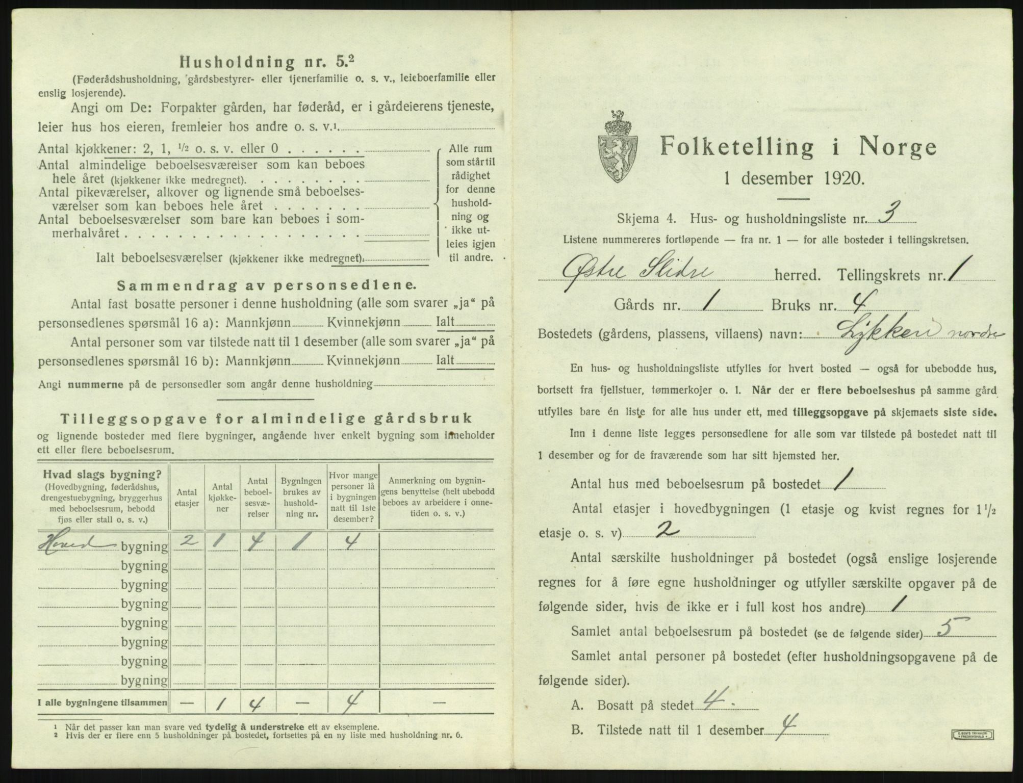 SAH, 1920 census for Øystre Slidre, 1920, p. 47