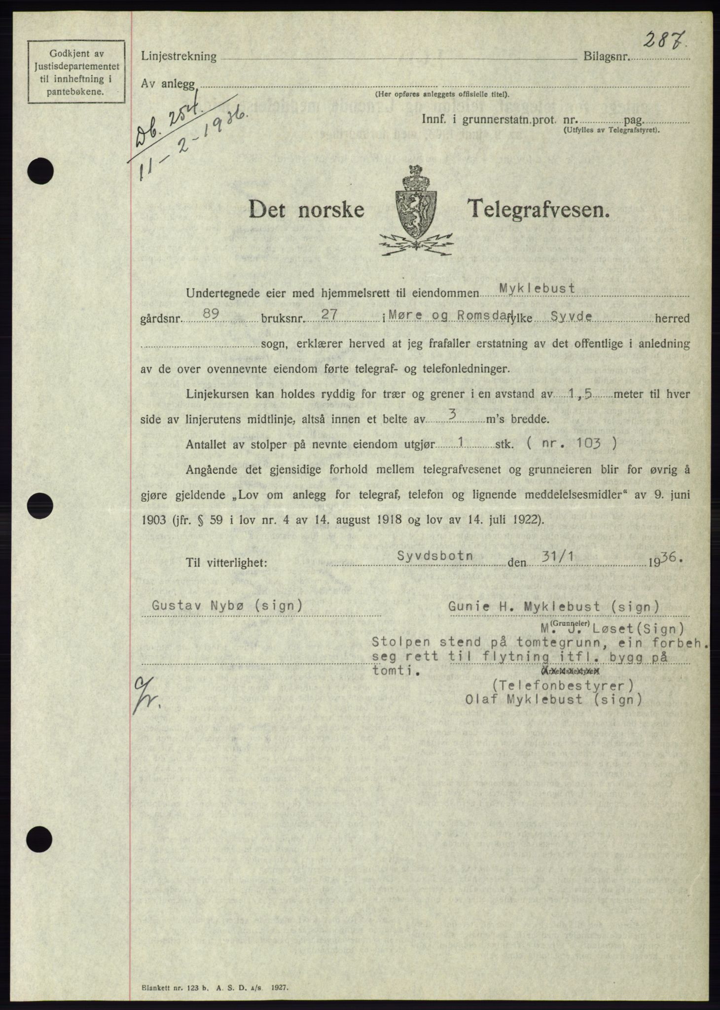 Søre Sunnmøre sorenskriveri, AV/SAT-A-4122/1/2/2C/L0060: Mortgage book no. 54, 1935-1936, Deed date: 11.02.1936